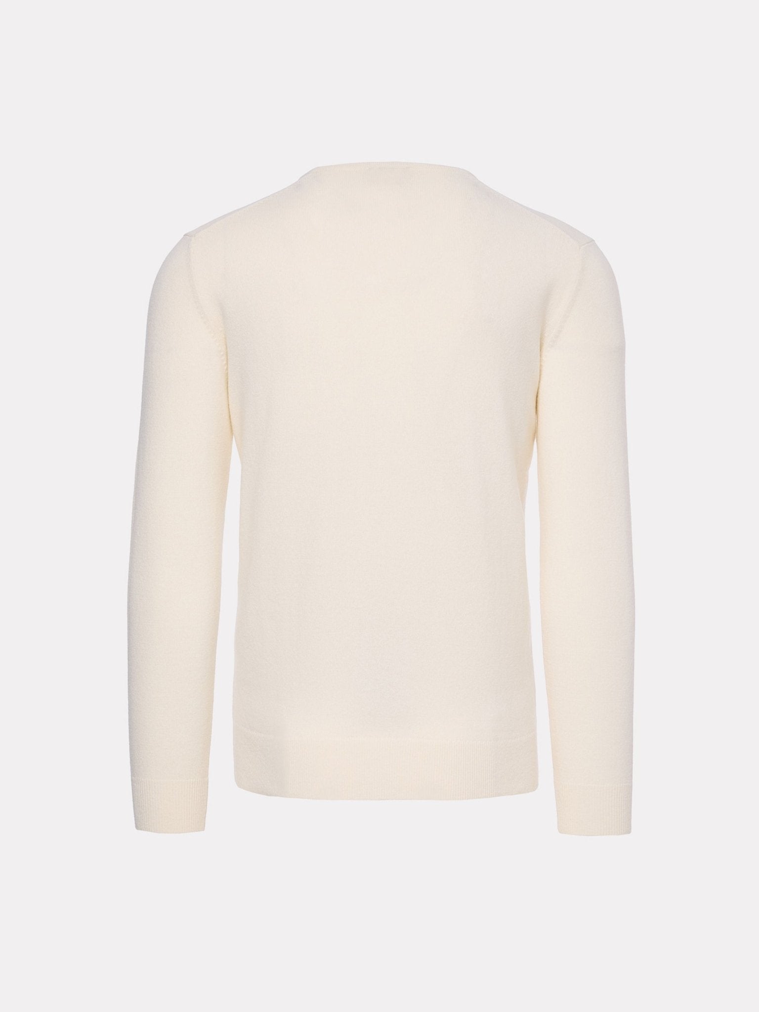 Pulover din lana merino si casmir, decolteu in V. alb - Viggo