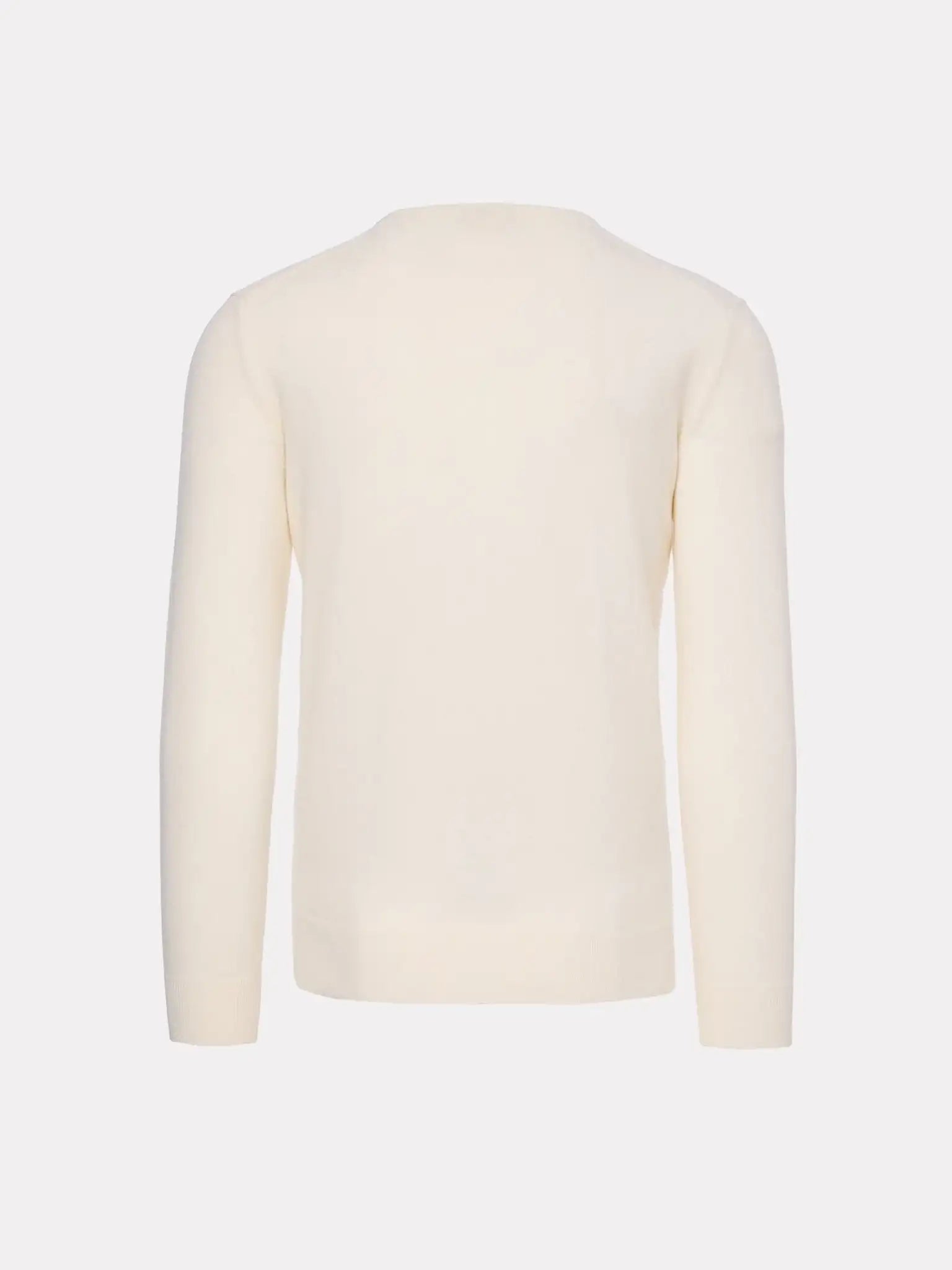White sweater with V-neck made of merino wool and cashmere