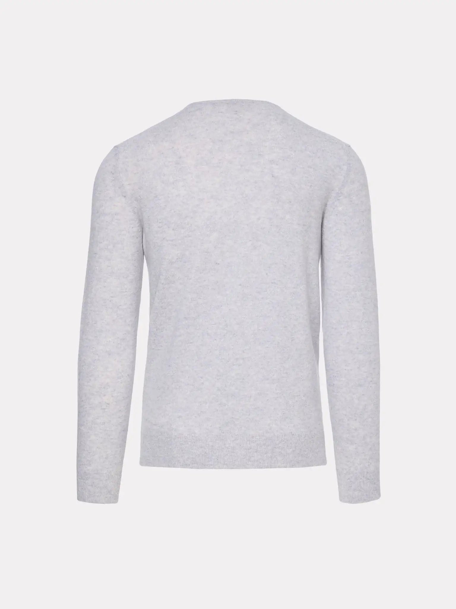 Gray sweater with V-neck made of merino wool and cashmere