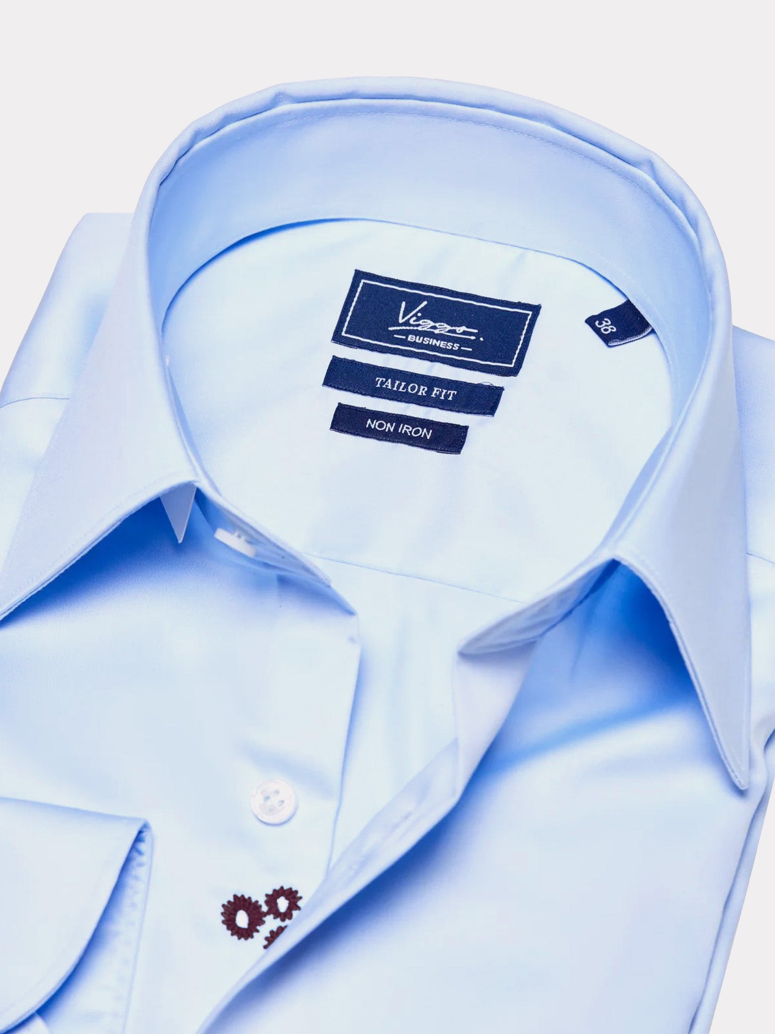 Blue non-iron shirt with blue hidden flower