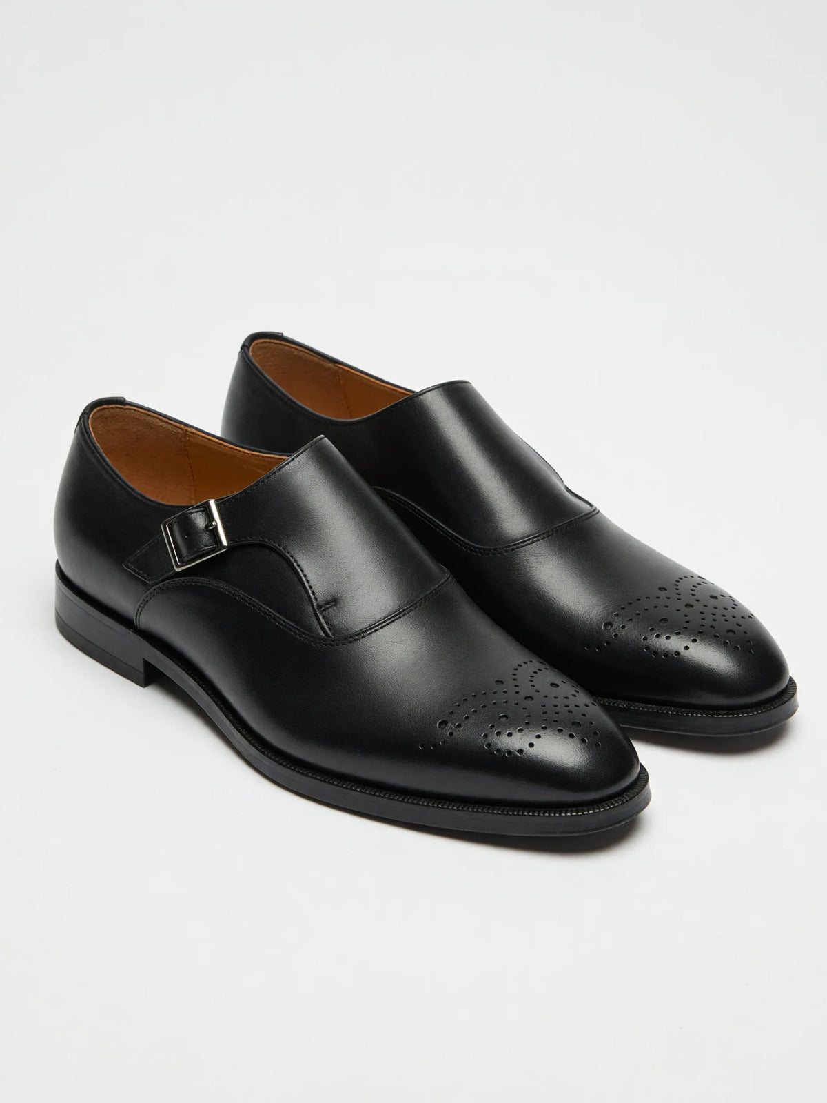 Pantofi monk model brogue negri