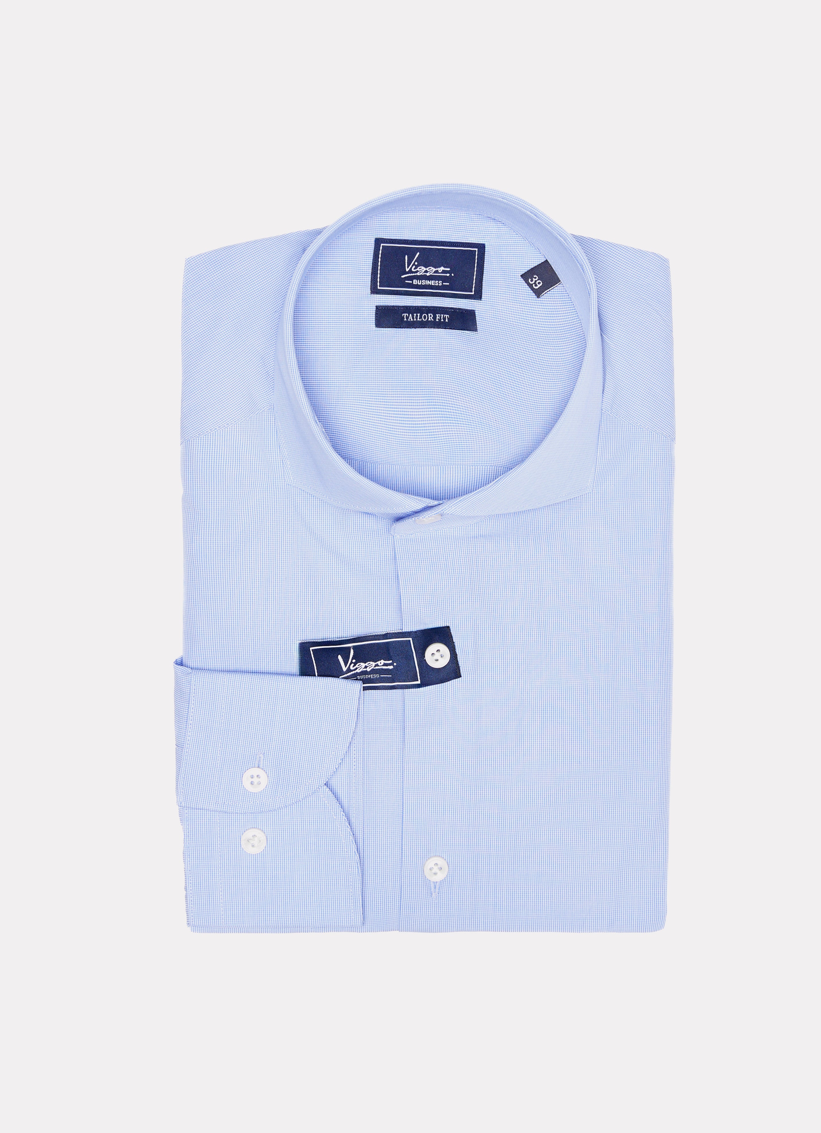 Blue shirt with micro checkered design