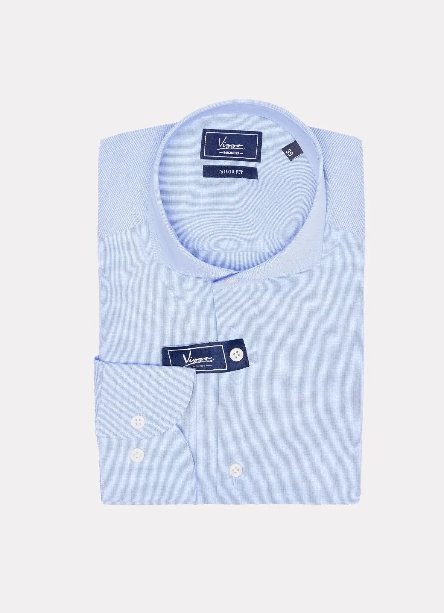 Camasa bleu cu micro design in carouri