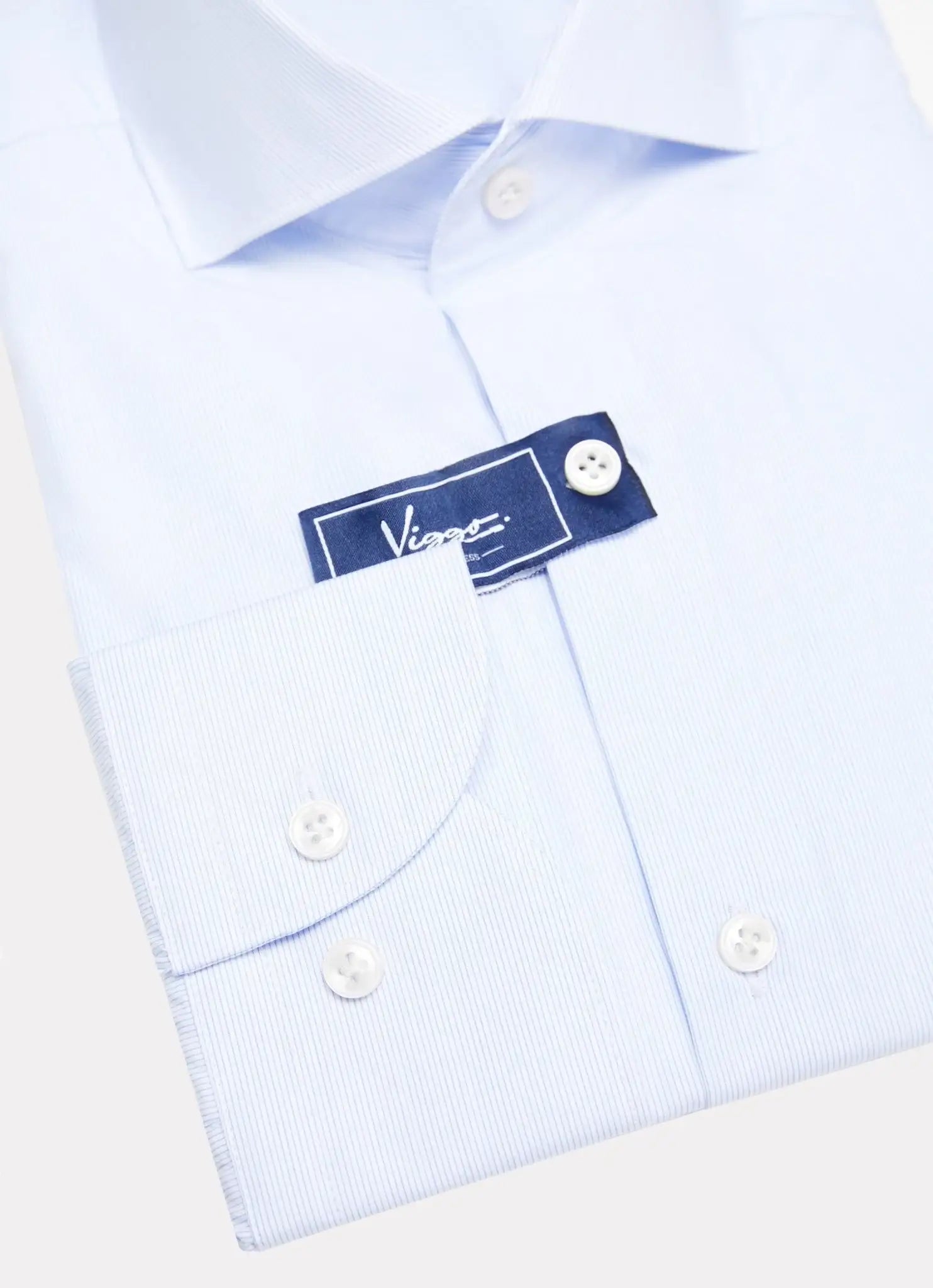 White shirt with fine blue stripes