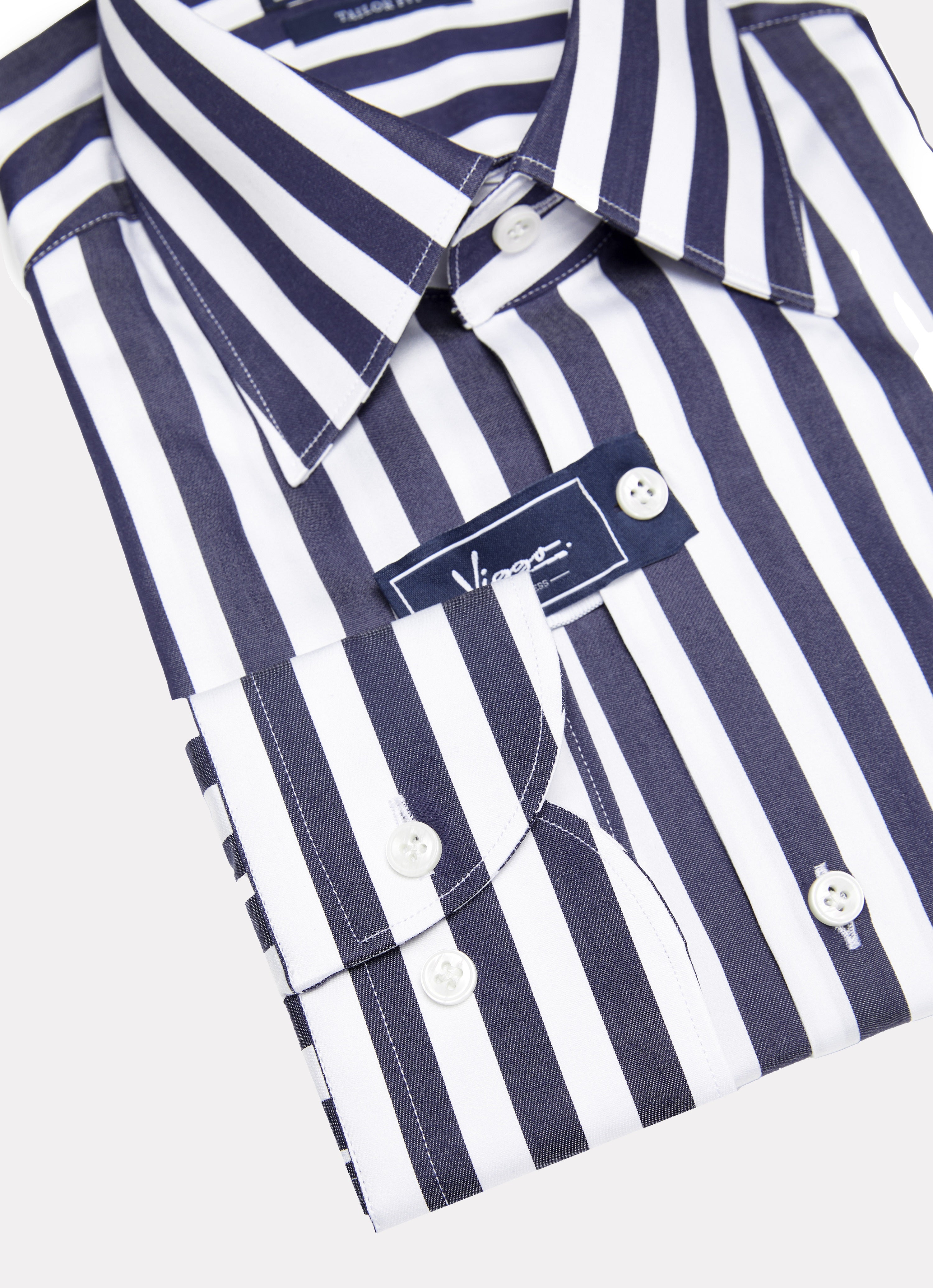 Camasa alba cu dungi late navy