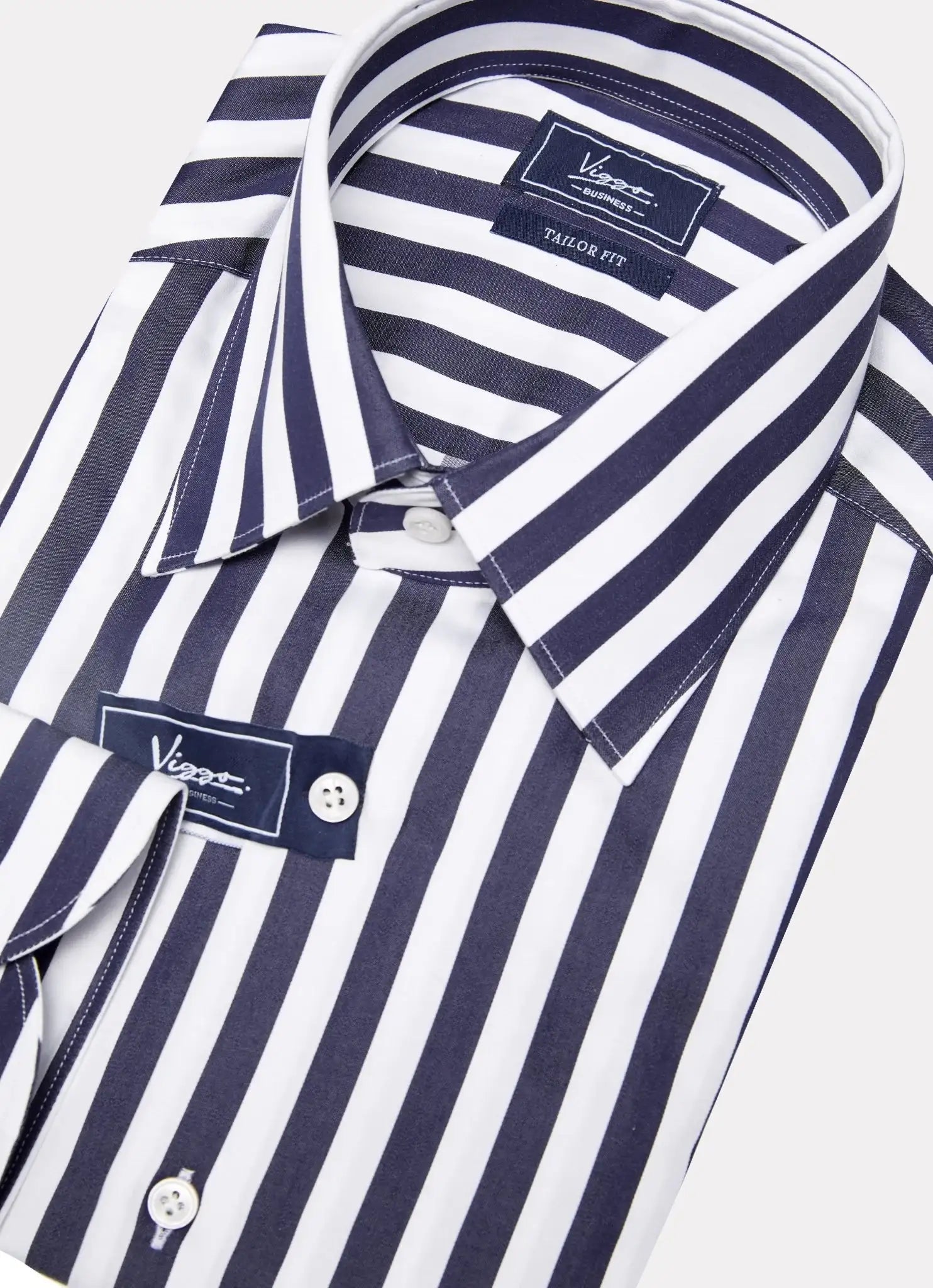 Camasa alba cu dungi late navy