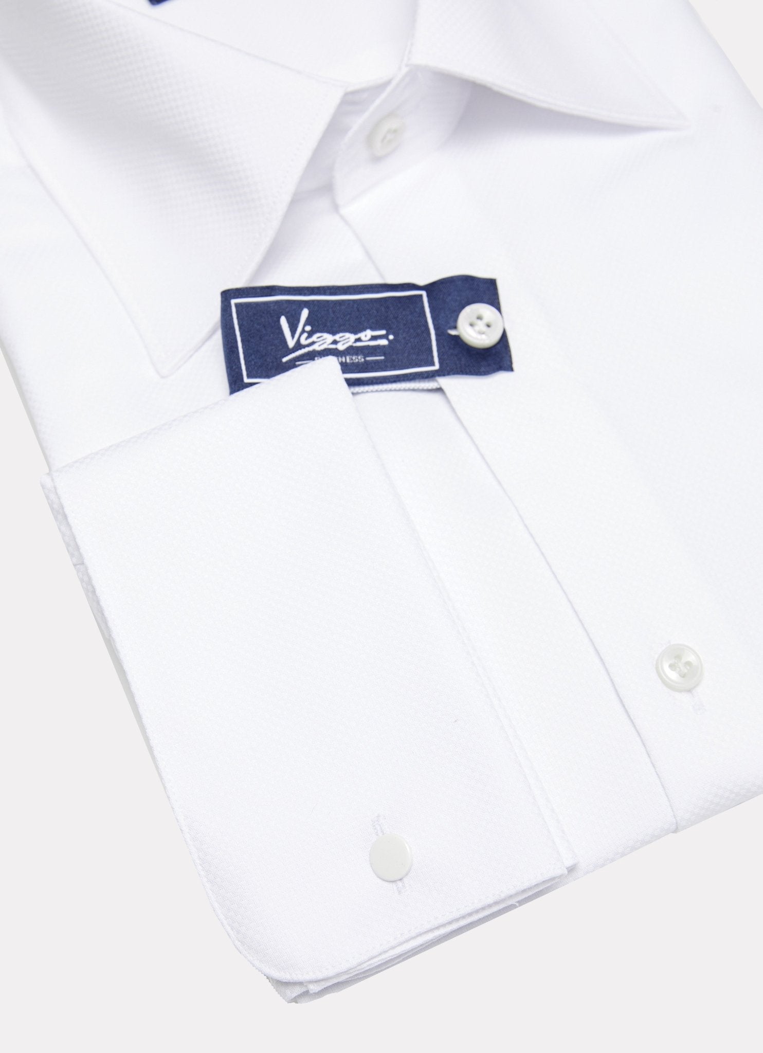 Camasa business oxford alba cu manseta de butoni - Viggo