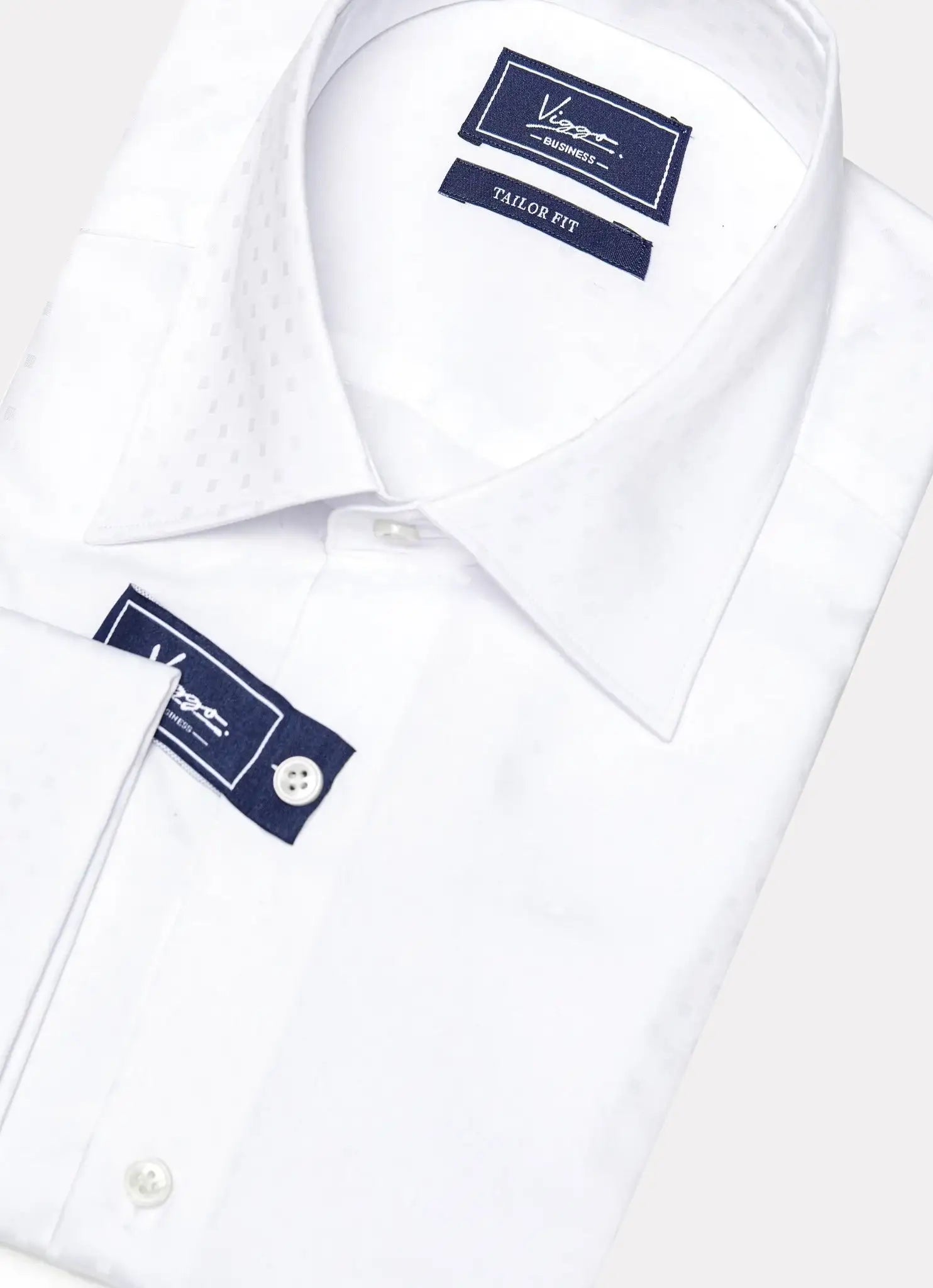 Camasa business alba cu micro design, mansete de butoni