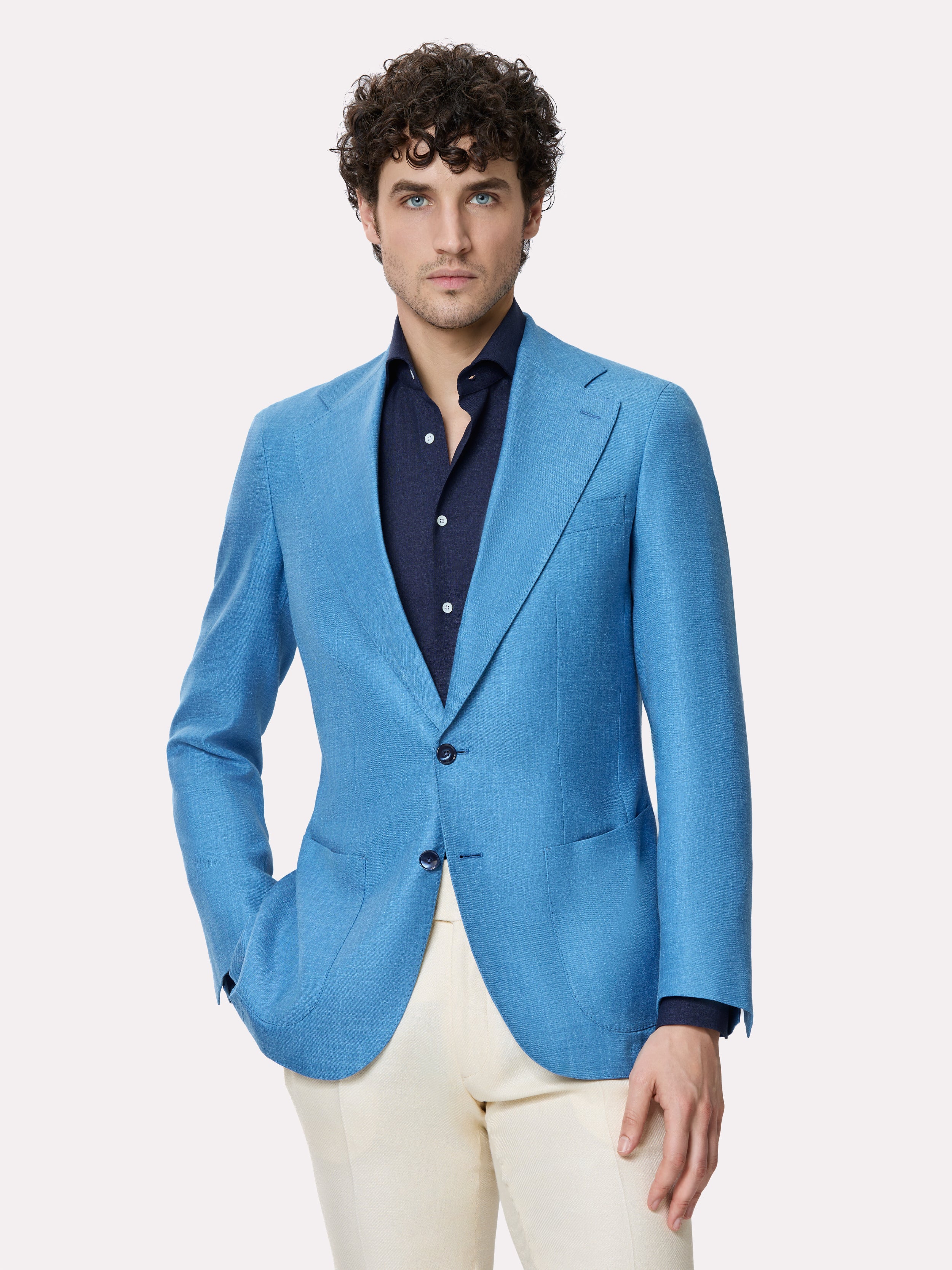 Tallia di Delfino fabric jacket, made to measure, blue