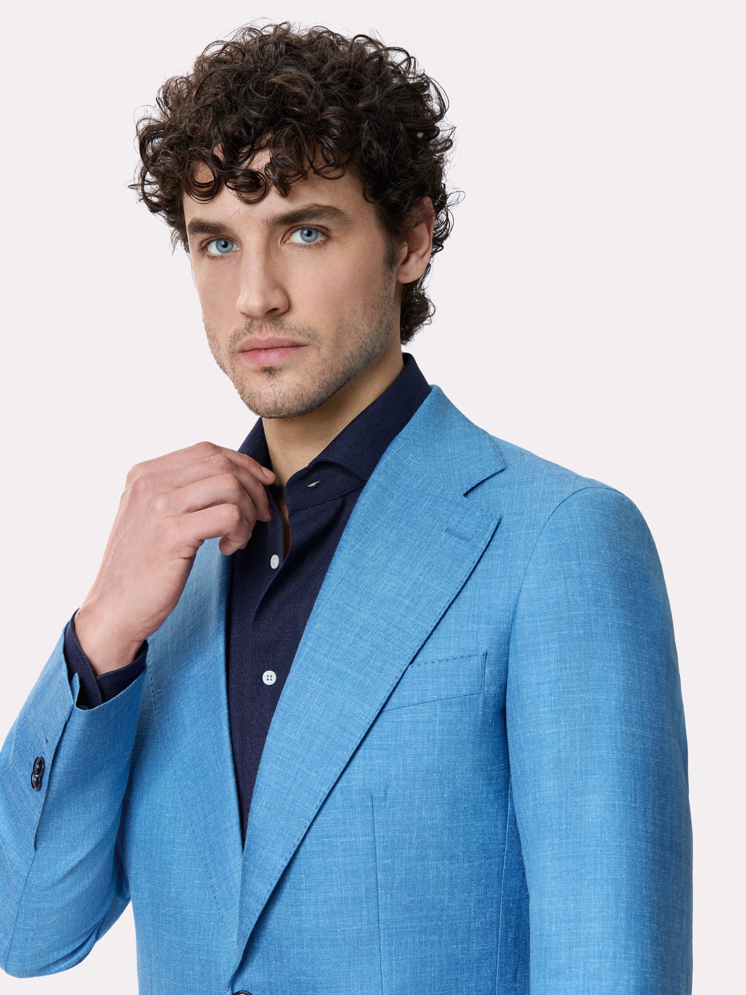 Tallia di Delfino fabric jacket, made to measure, blue