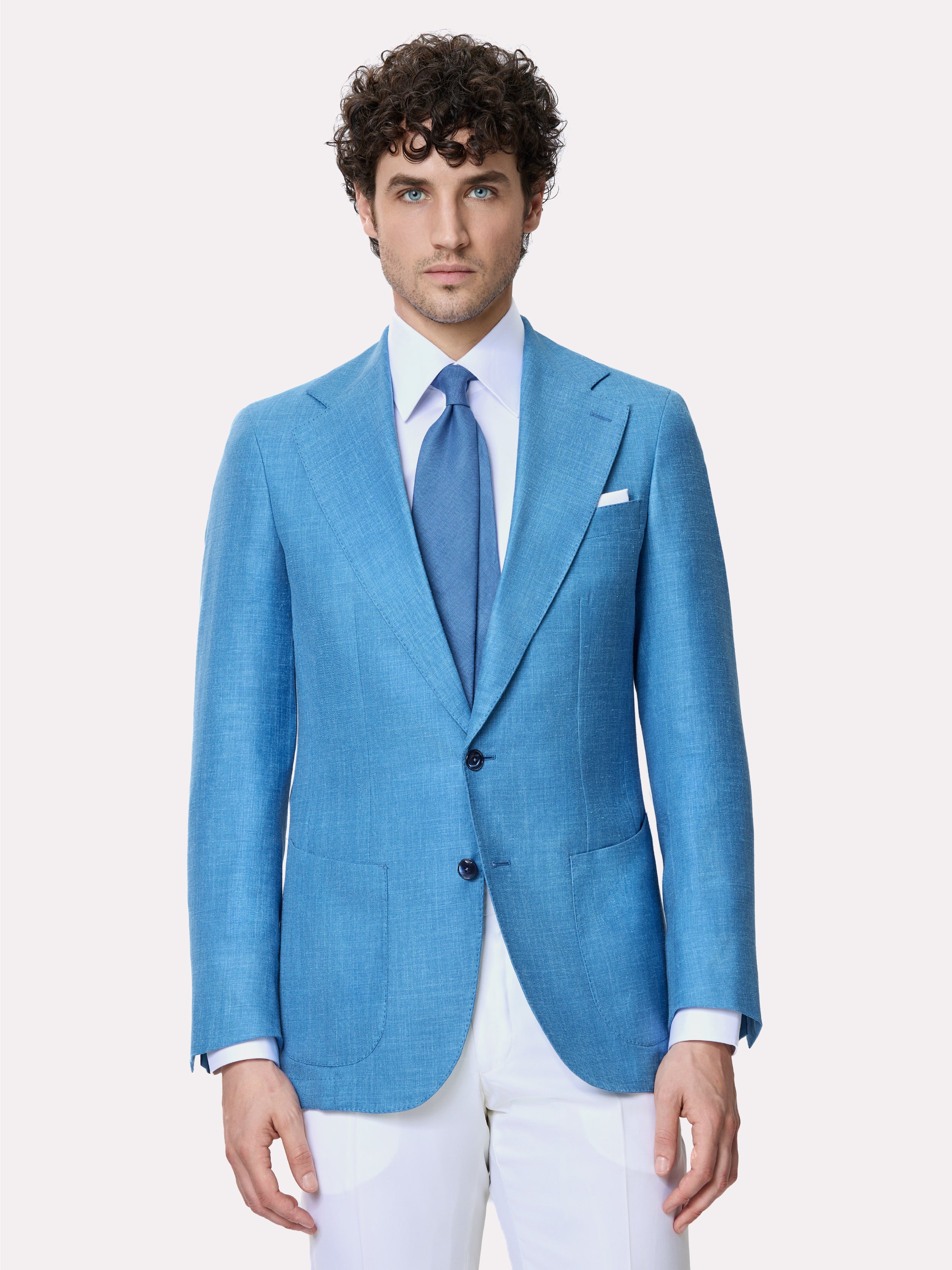 Tallia di Delfino fabric jacket, made to measure, blue