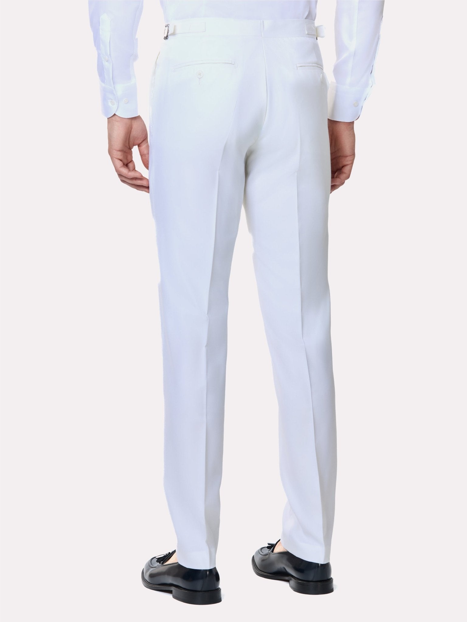 Pantaloni albi din lana cu talie reglabila - Viggo