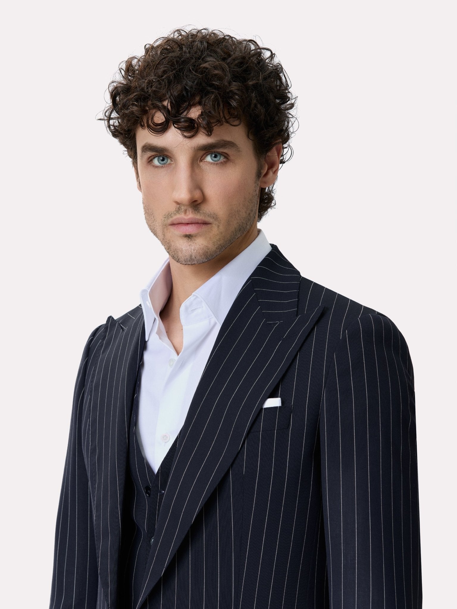 Costum tesatura Tallia di Delfino, made to measure, negru cu dungi - Viggo