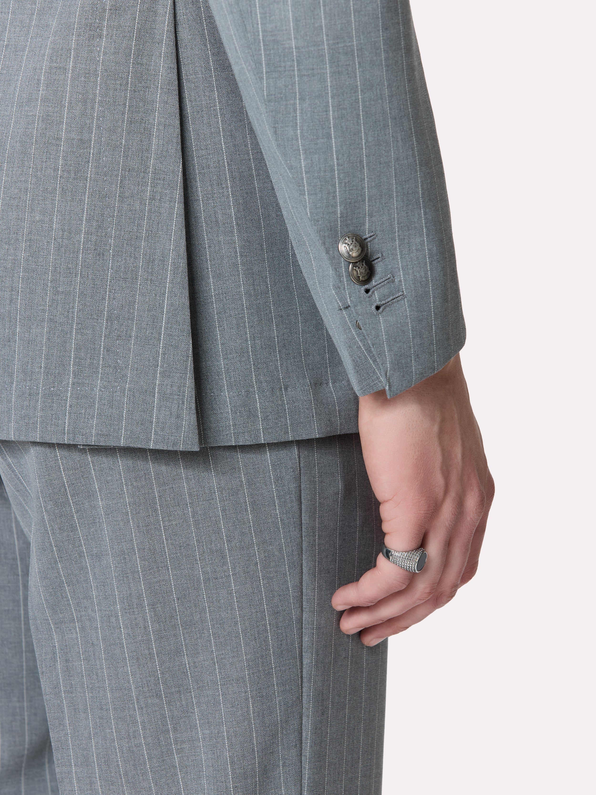 Tallia di Delfino fabric suit, made to measure, grey with stripes