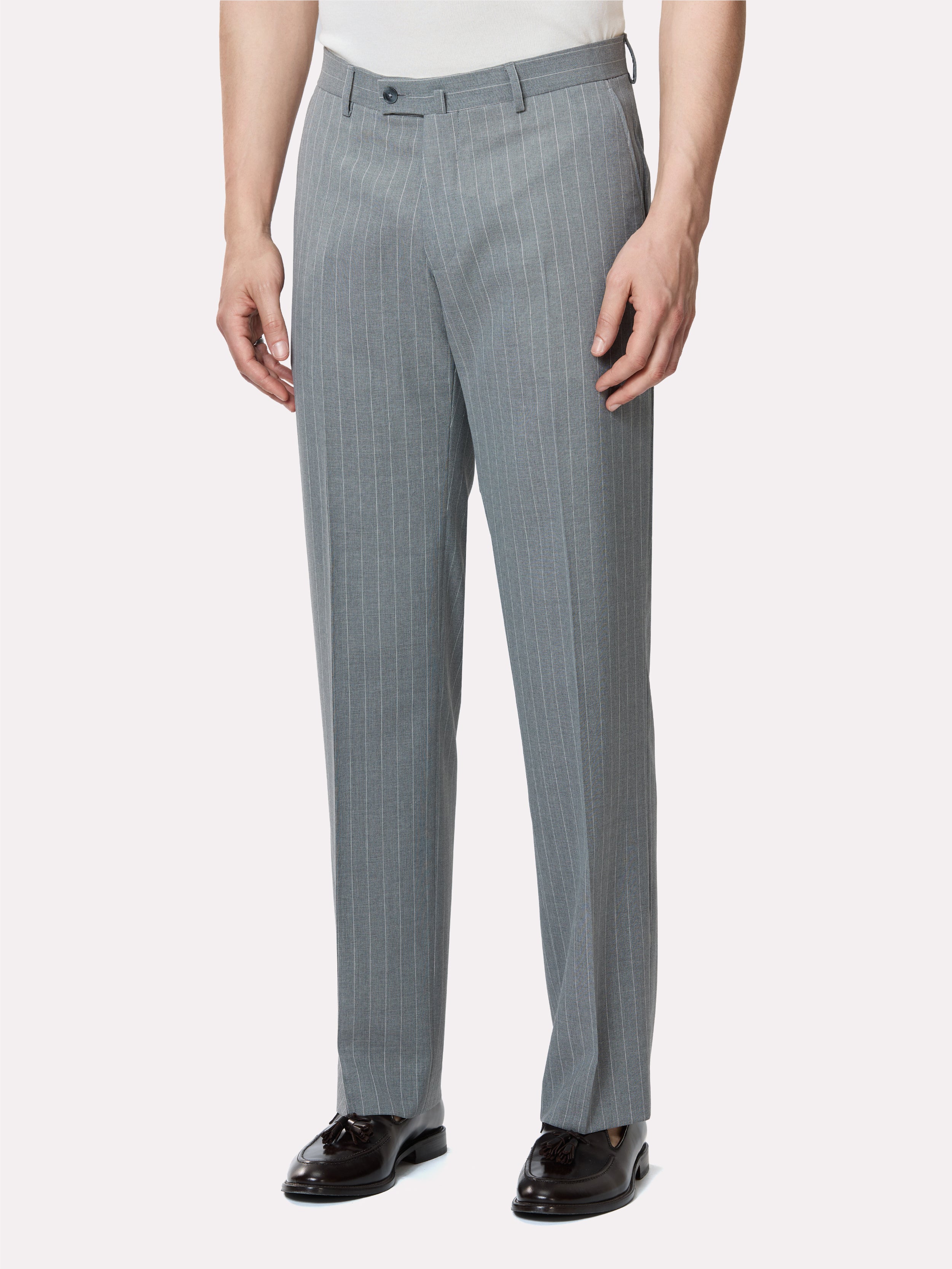 Tallia di Delfino fabric suit, made to measure, grey with stripes