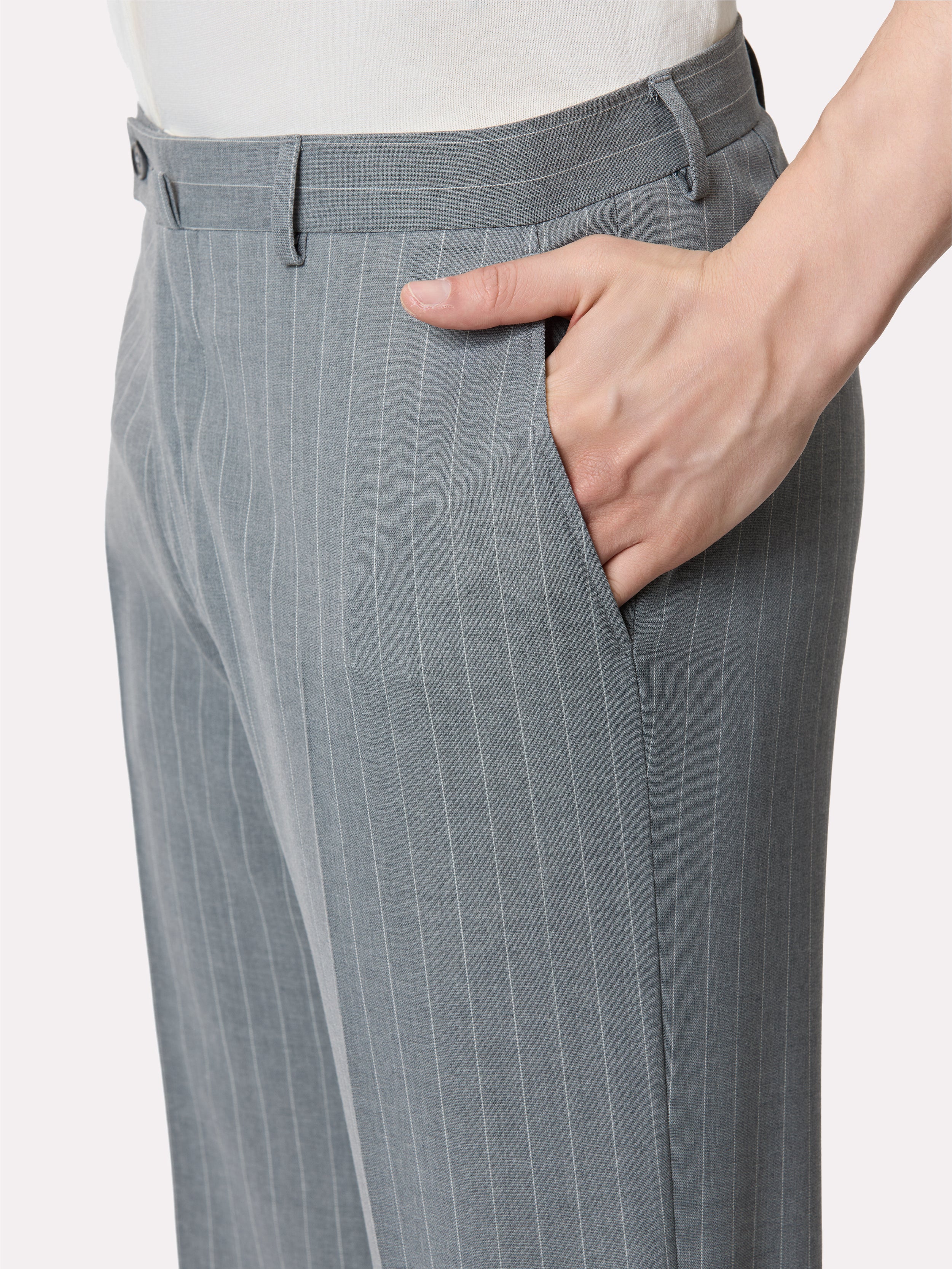 Tallia di Delfino fabric suit, made to measure, grey with stripes