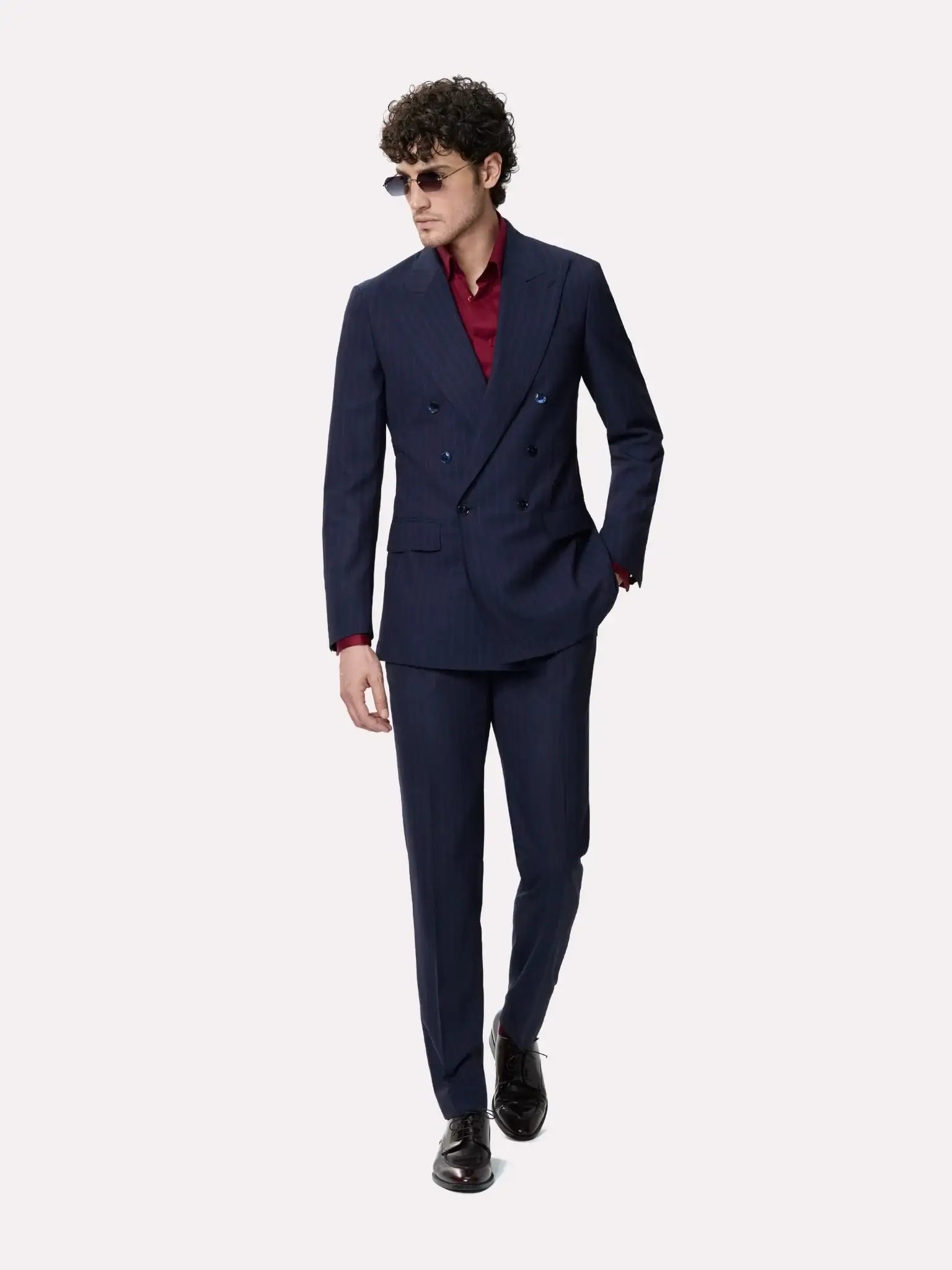 Costum tesatura Tallia di Delfino, made to measure, navy cu dungi