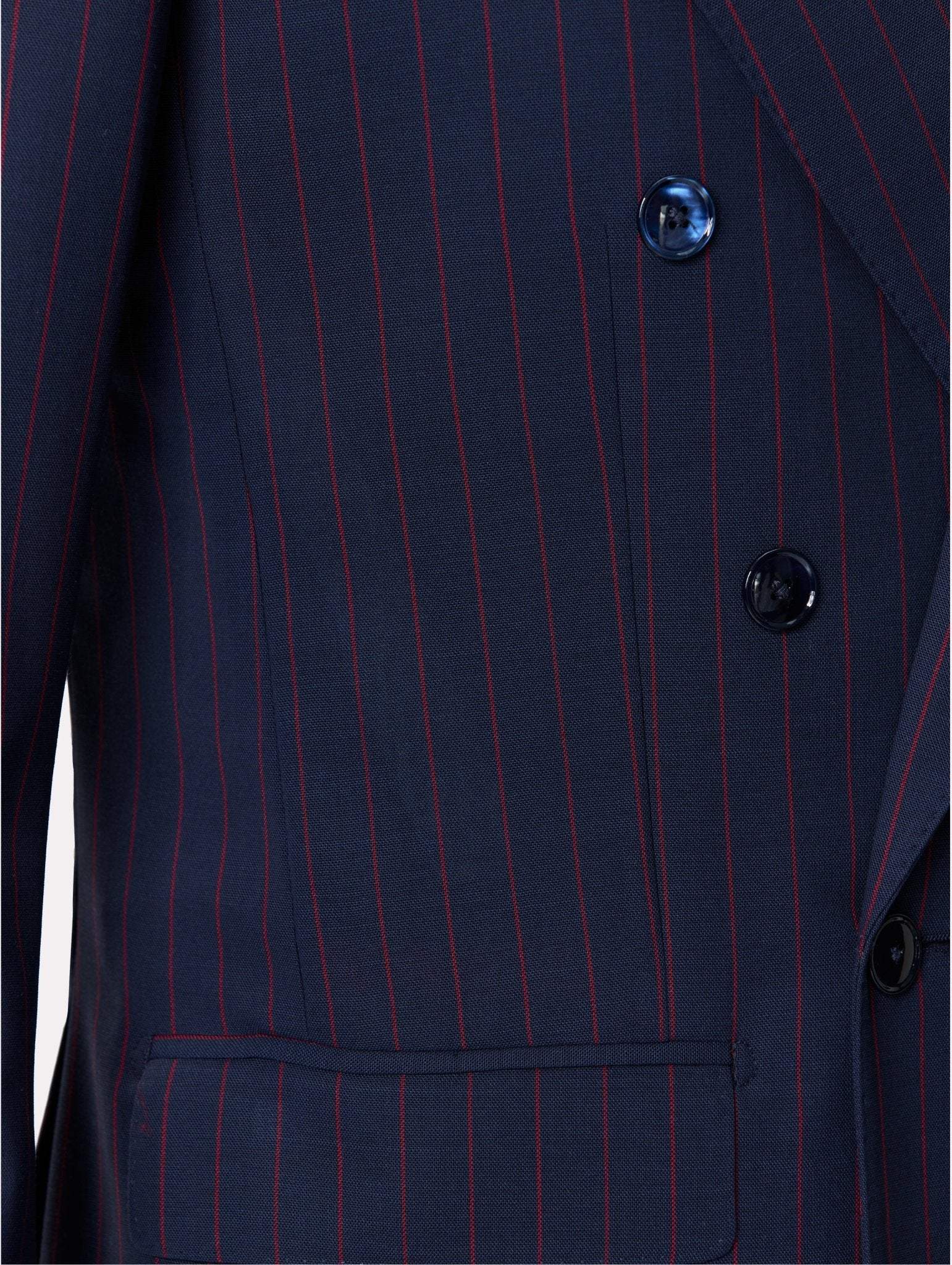 Costum tesatura Tallia di Delfino, made to measure, navy cu dungi