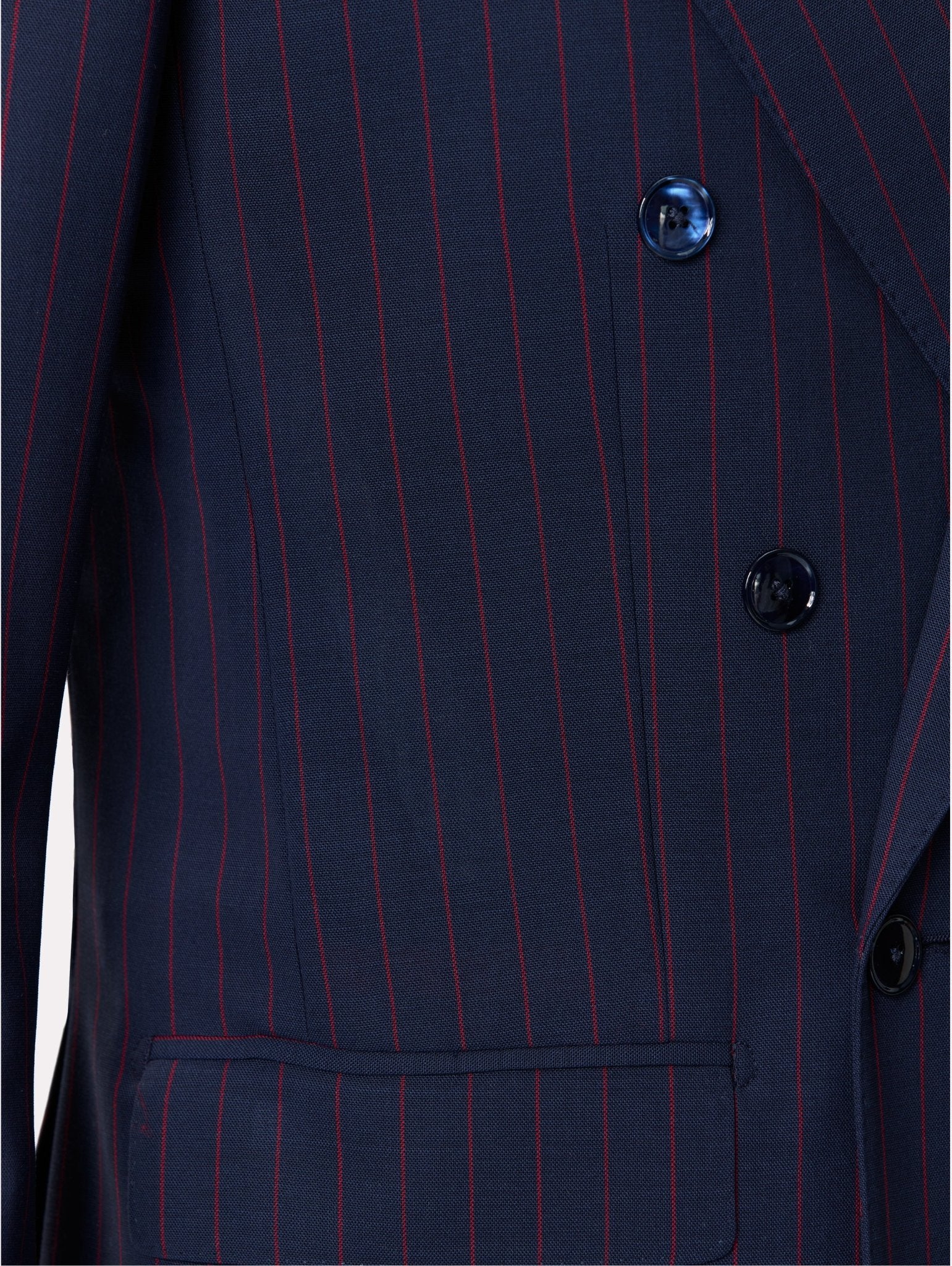 Costum tesatura Tallia di Delfino, made to measure, navy cu dungi - Viggo