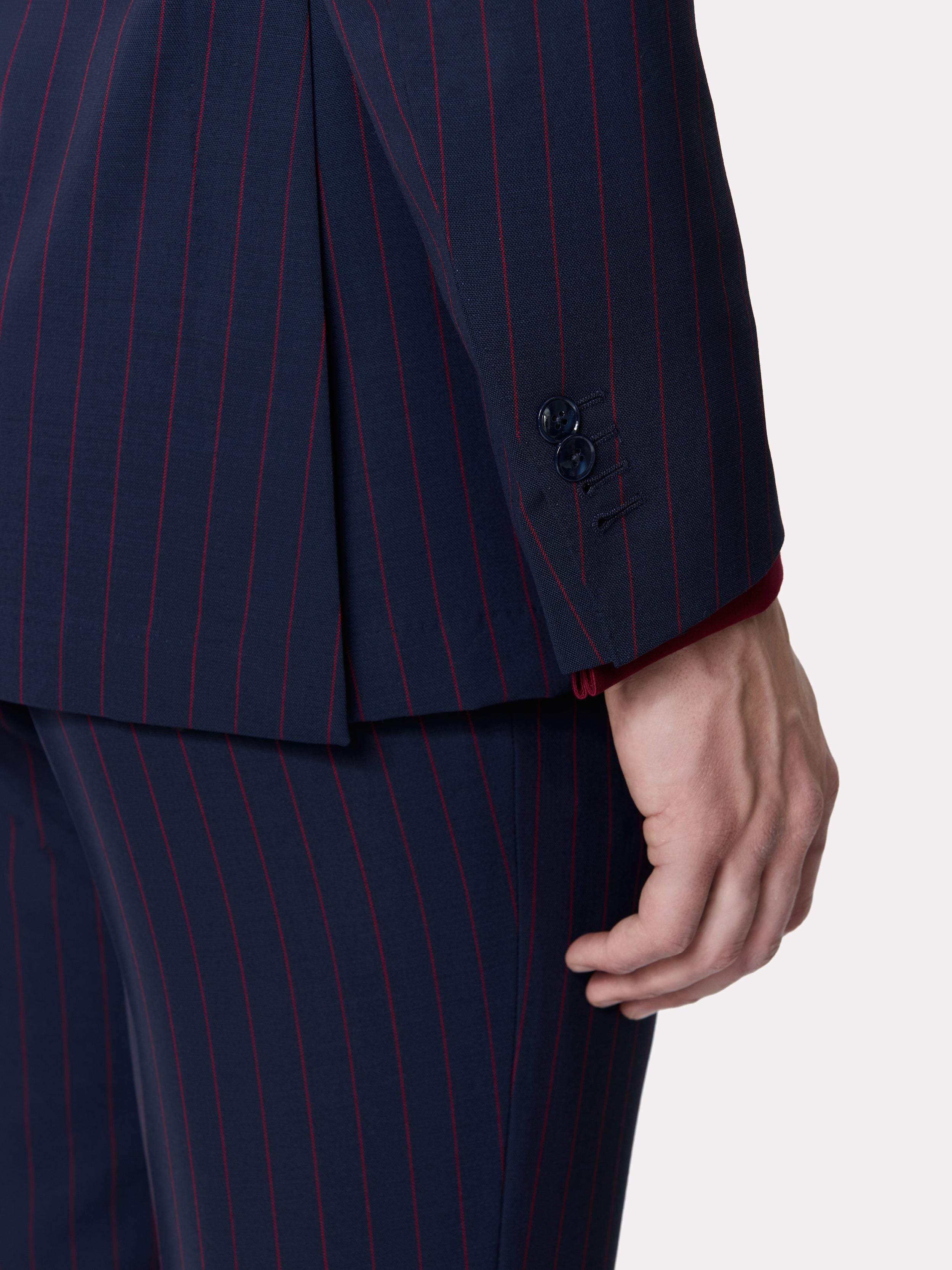 Costum tesatura Tallia di Delfino, made to measure, navy cu dungi