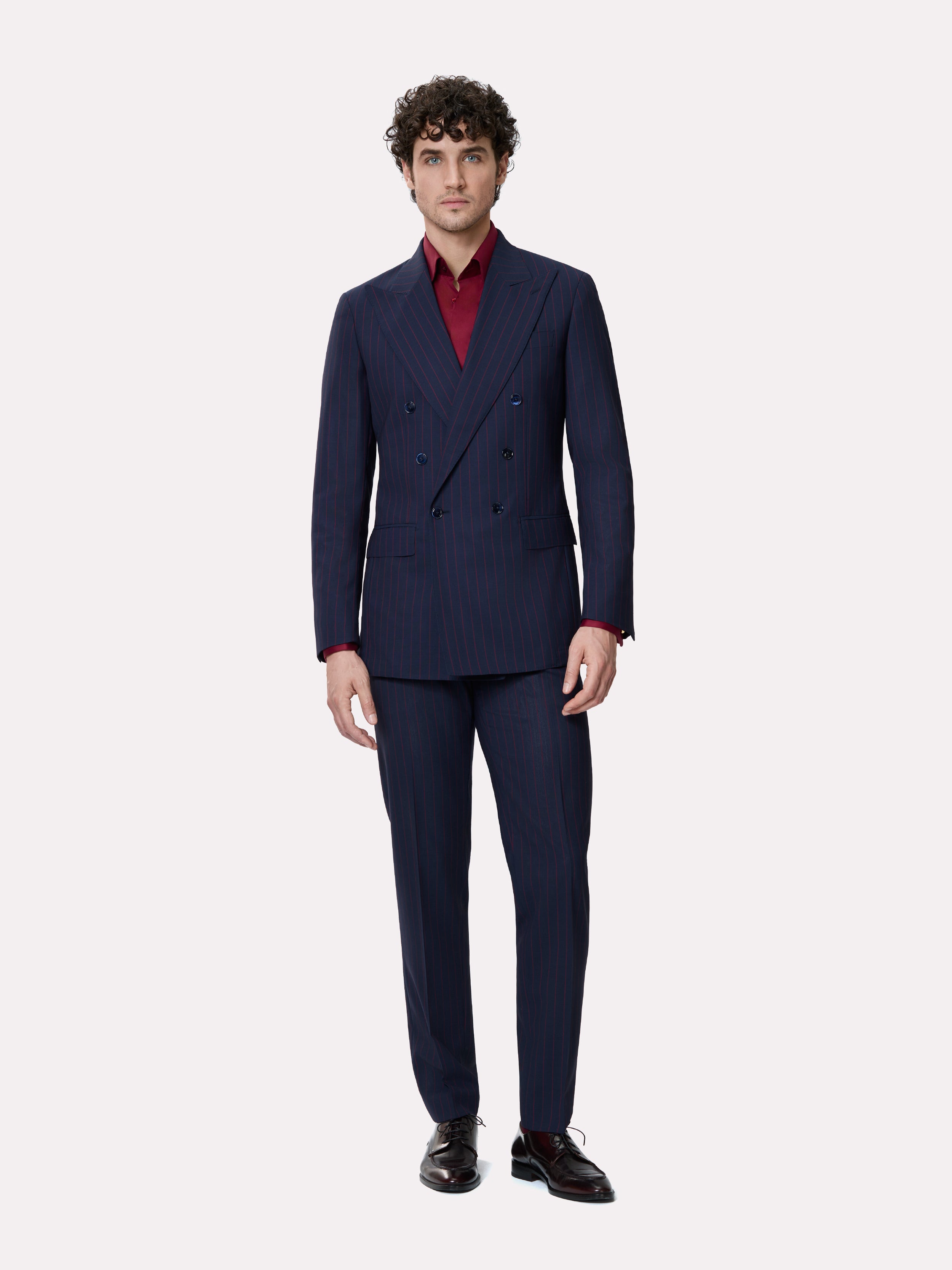 Costum tesatura Tallia di Delfino, made to measure, navy cu dungi