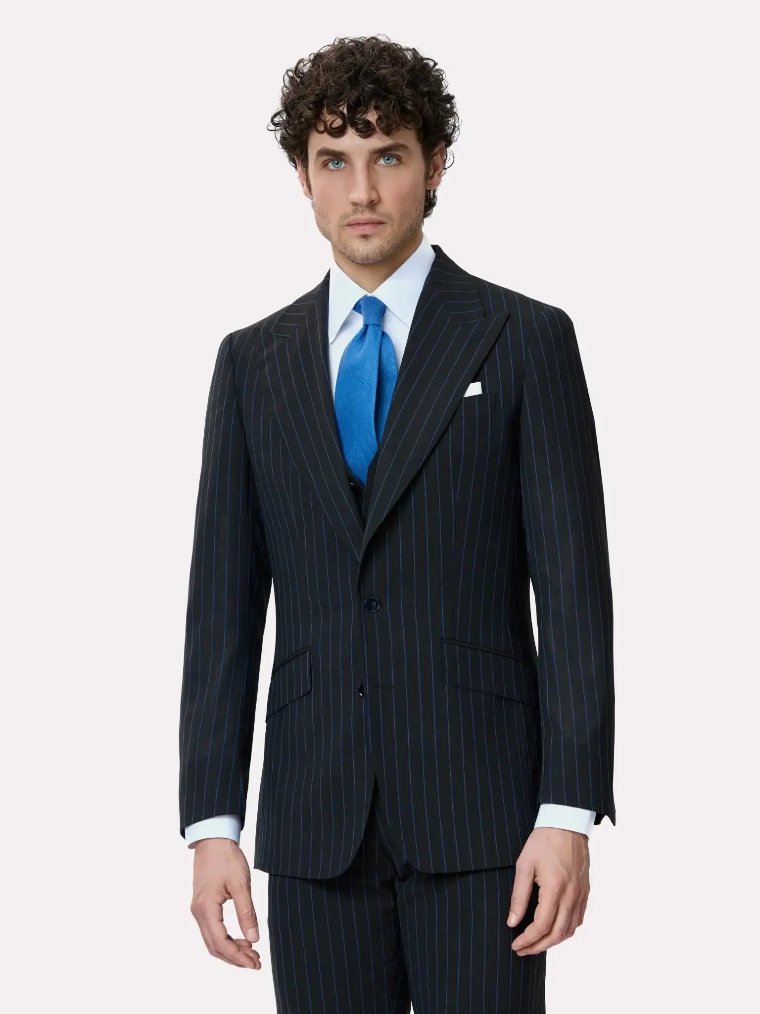 Tallia di Delfino fabric suit, made to measure, brown with stripes