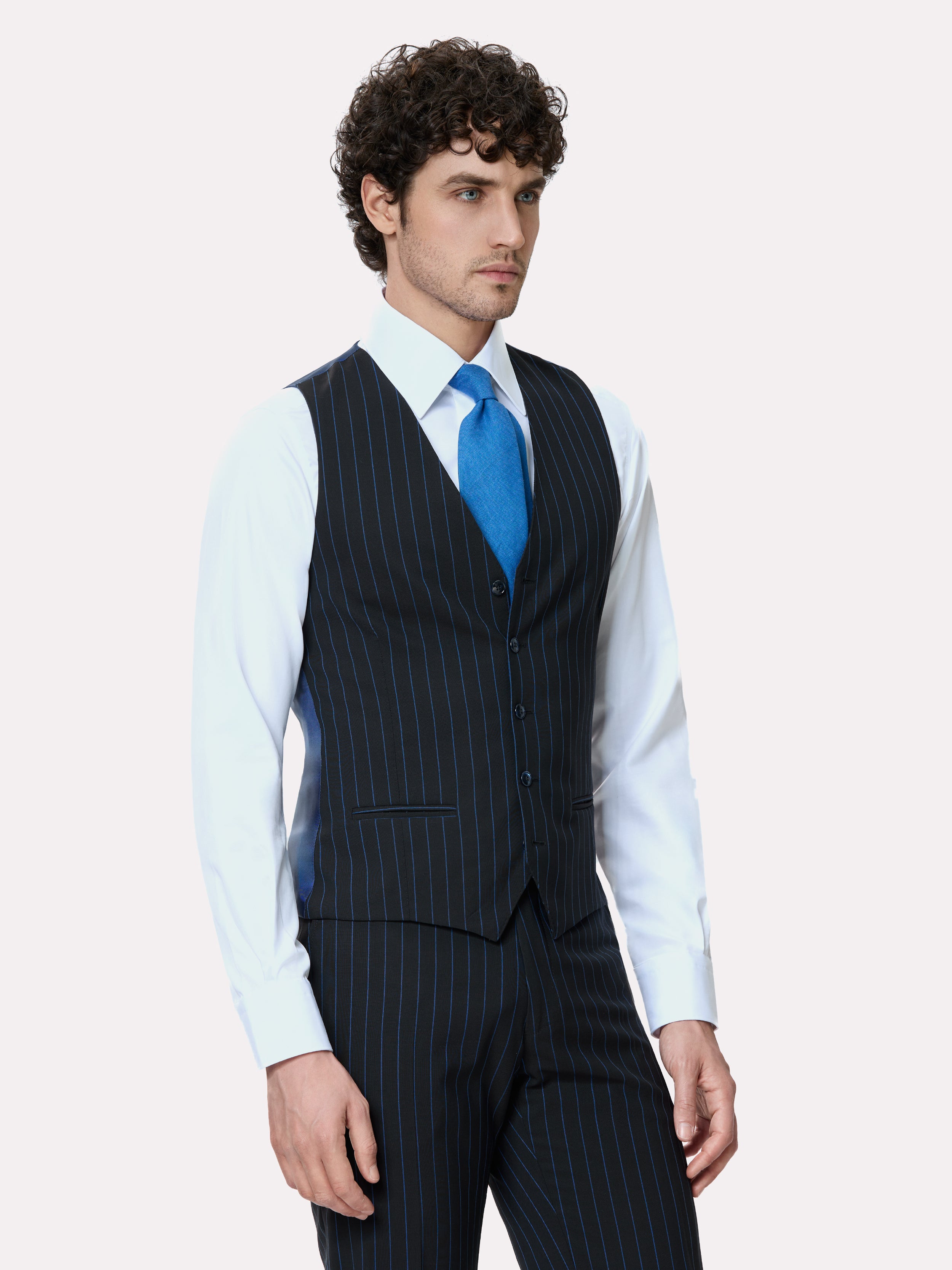 Tallia di Delfino fabric suit, made to measure, brown with stripes