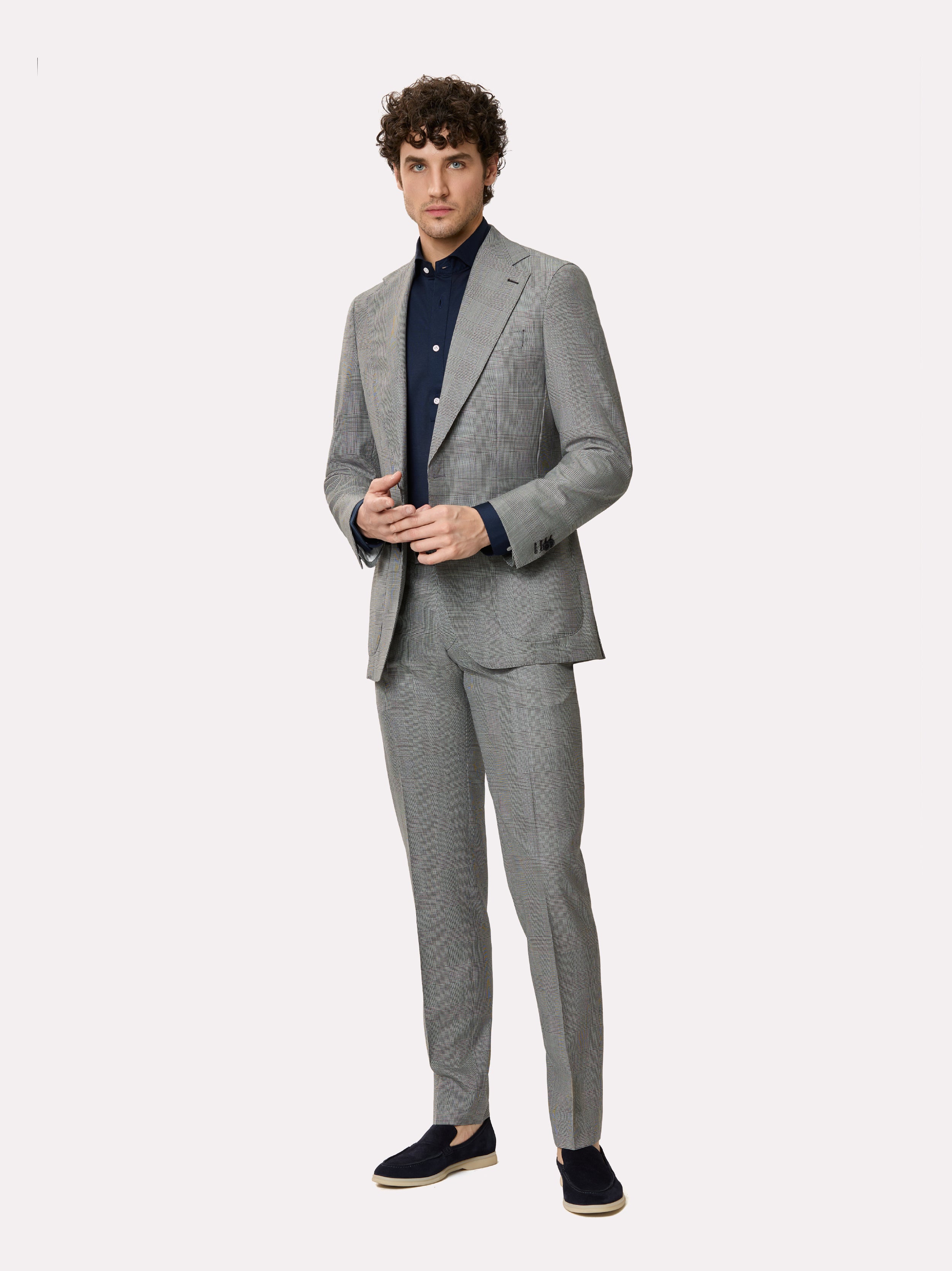 Costum tesatura Tallia di Delfino, made to measure, gri in carouri