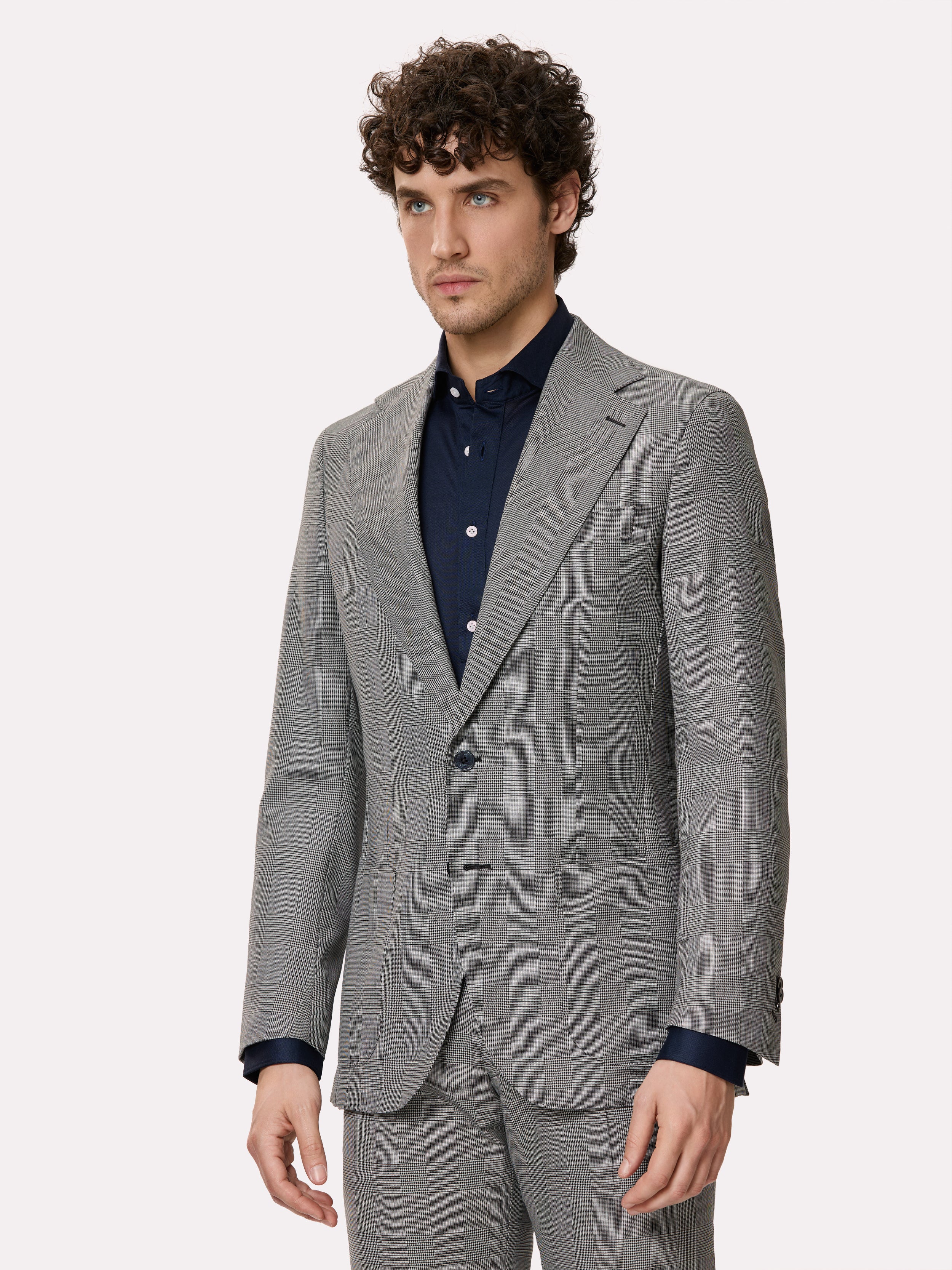 Costum tesatura Tallia di Delfino, made to measure, gri in carouri