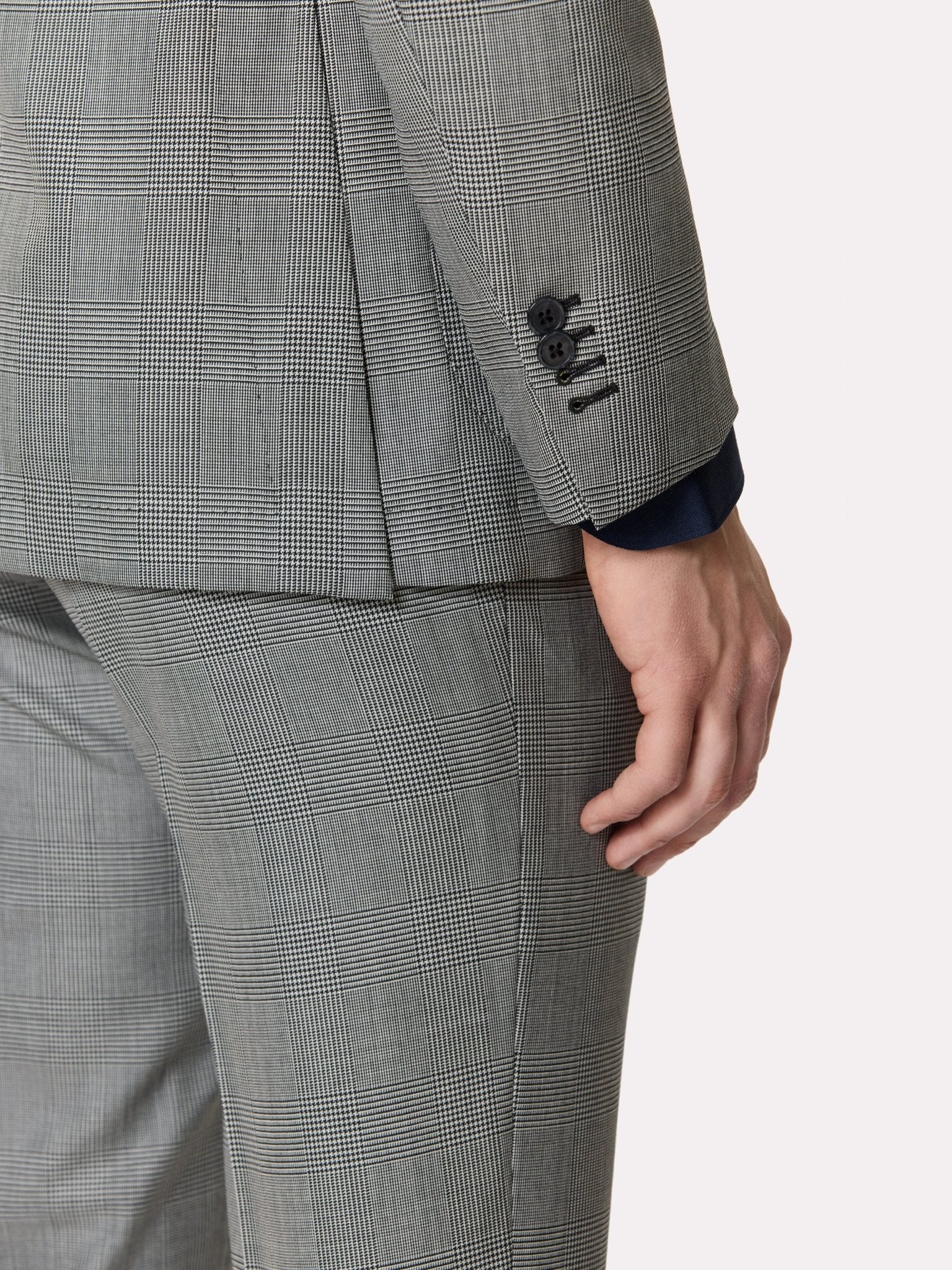 Costum tesatura Tallia di Delfino, made to measure, gri in carouri - Viggo