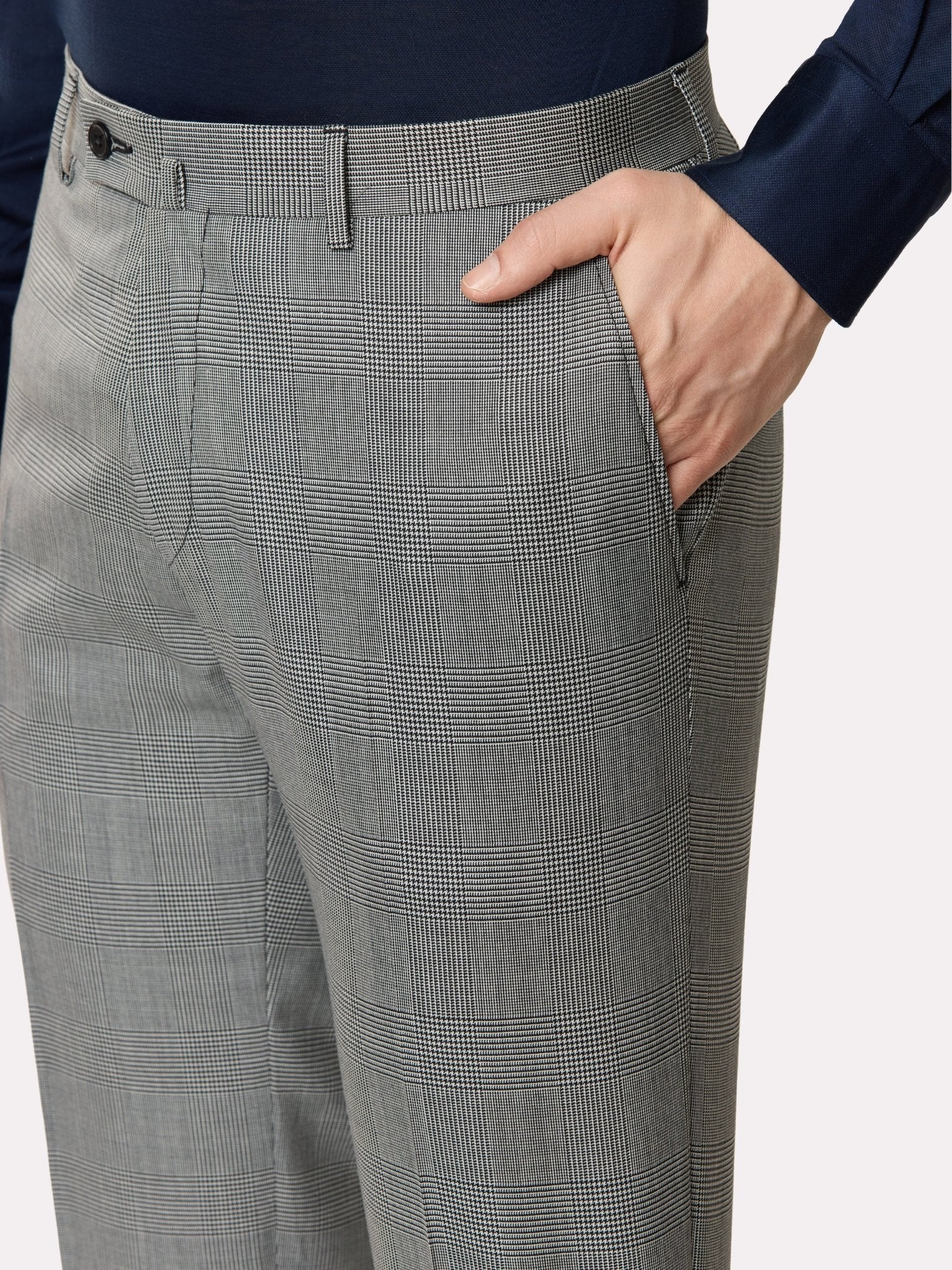 Costum tesatura Tallia di Delfino, made to measure, gri in carouri - Viggo