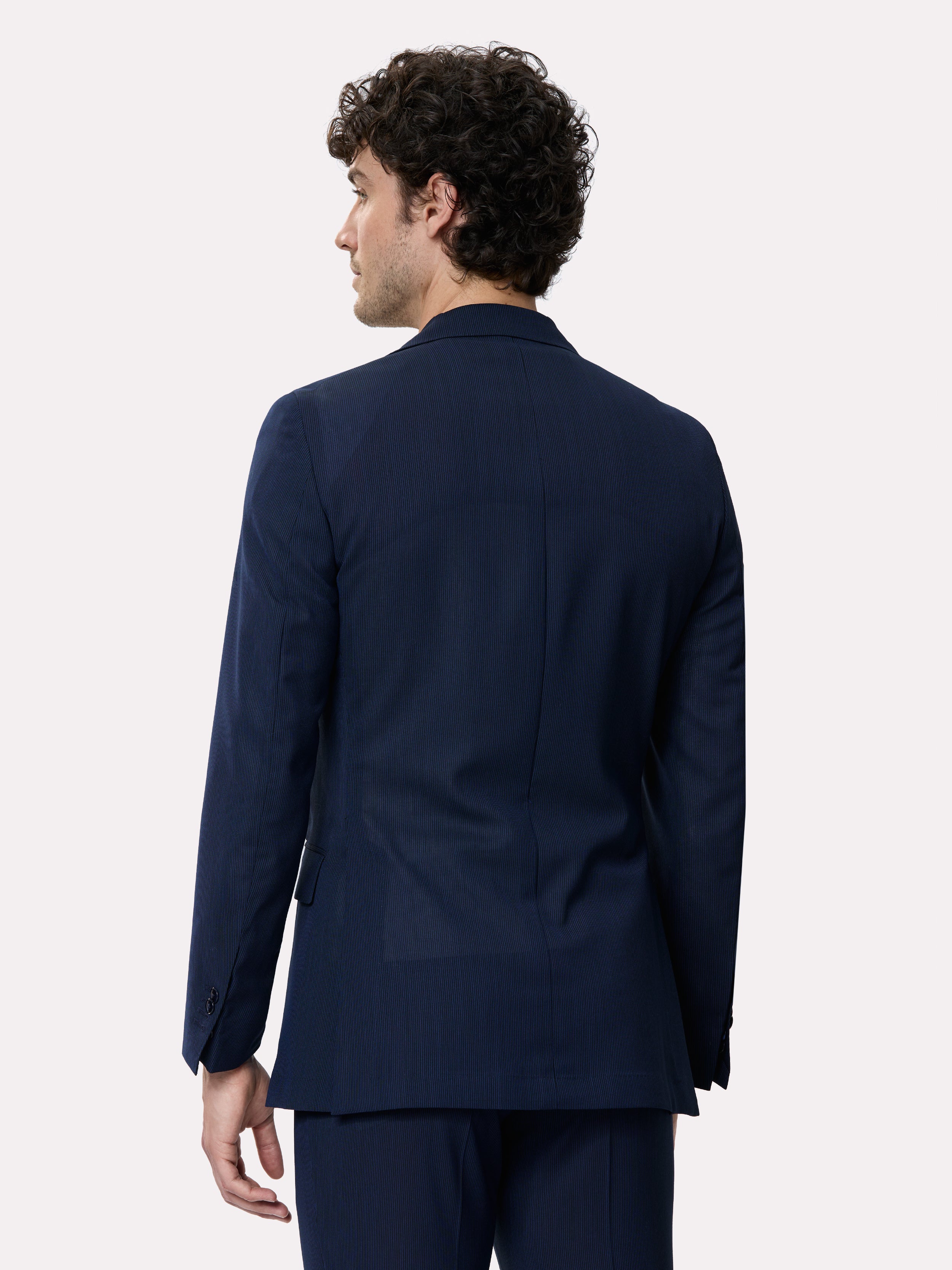 Costum tesatura Tallia di Delfino, made to measure, navy cu dungi fine