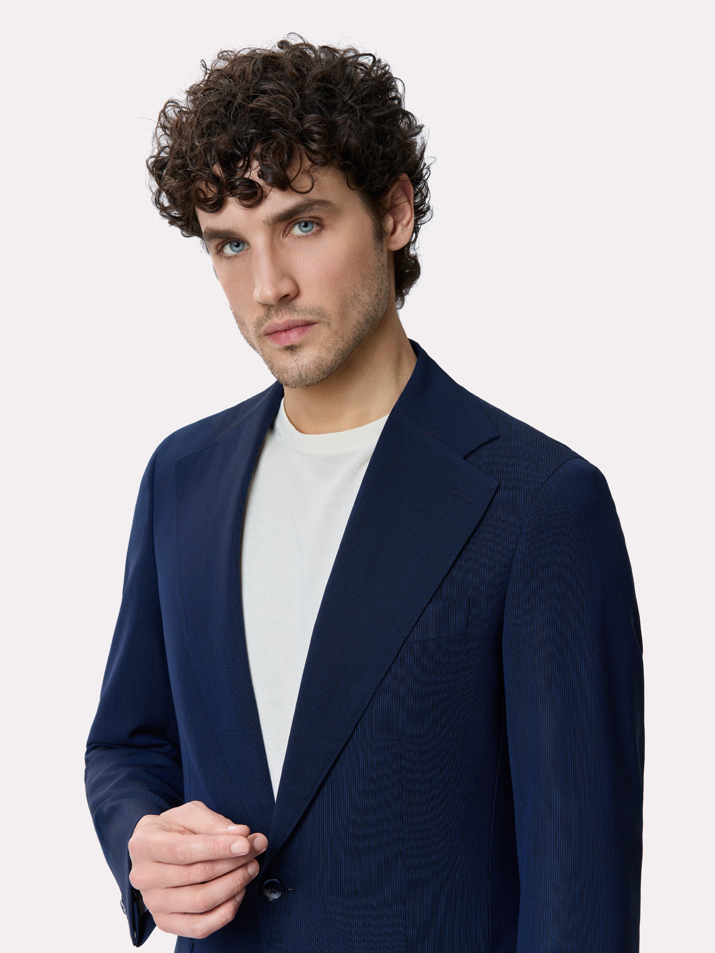 Costum tesatura Tallia di Delfino, made to measure, navy cu dungi fine