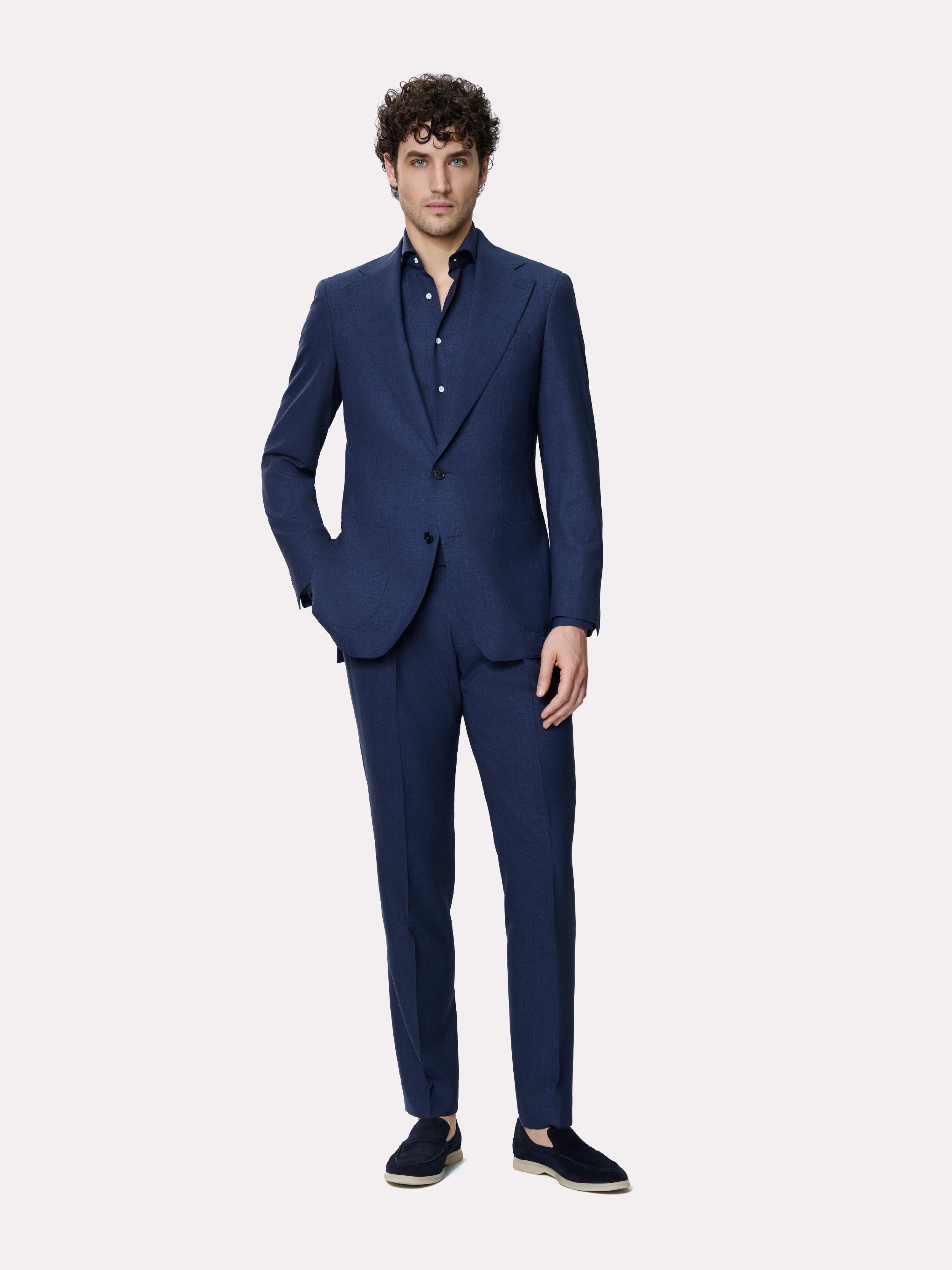 Loro Piana fabric suit, made to measure, navy blue