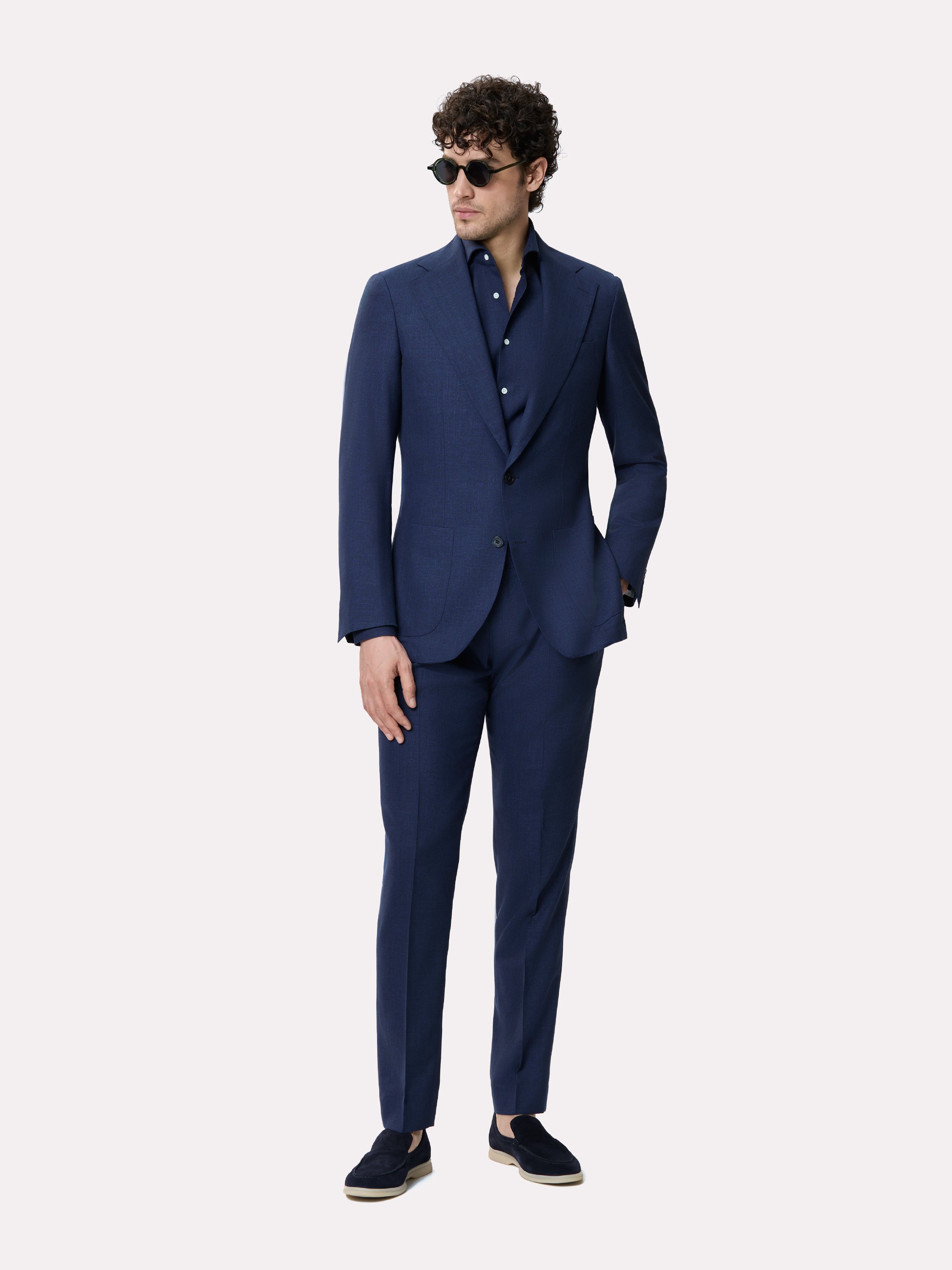 Loro Piana fabric suit, made to measure, navy blue