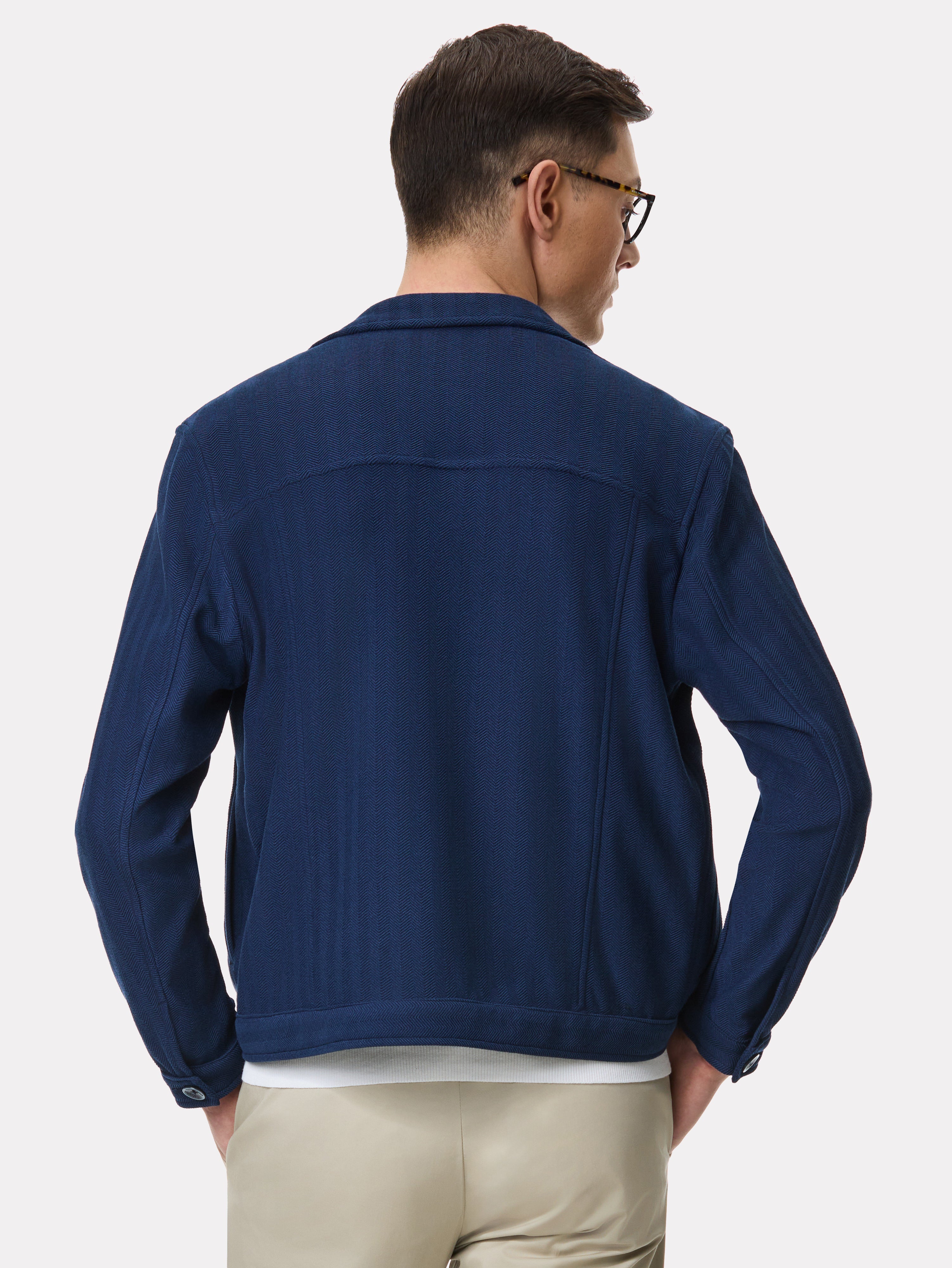 Short navy jacket with patch pockets