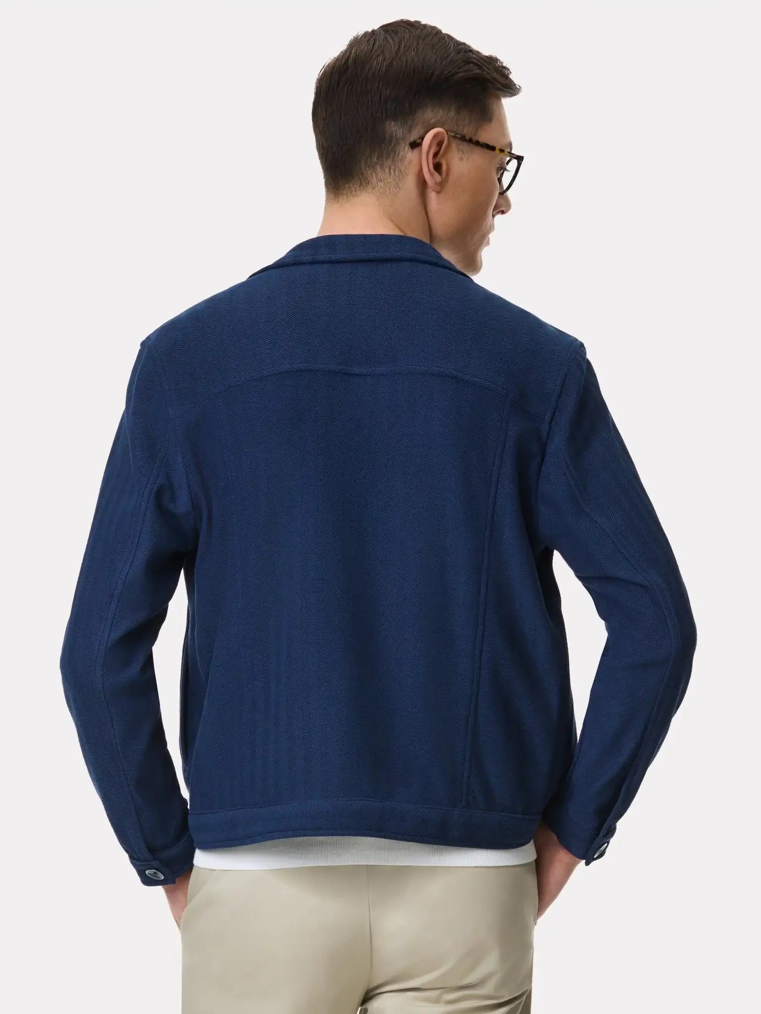 Jacheta scurta navy cu buzunare aplicate