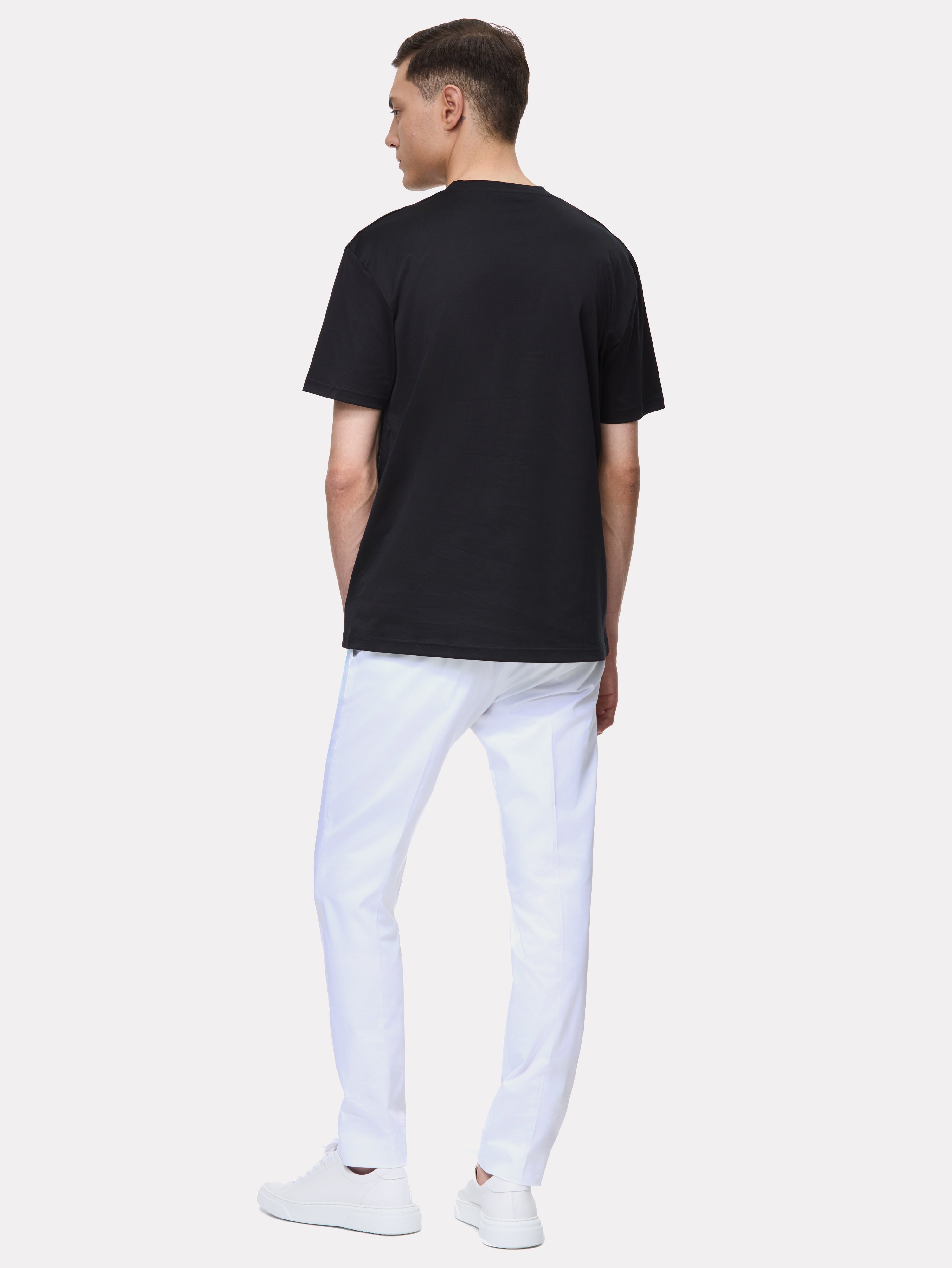 Black cotton t-shirt with octagon
