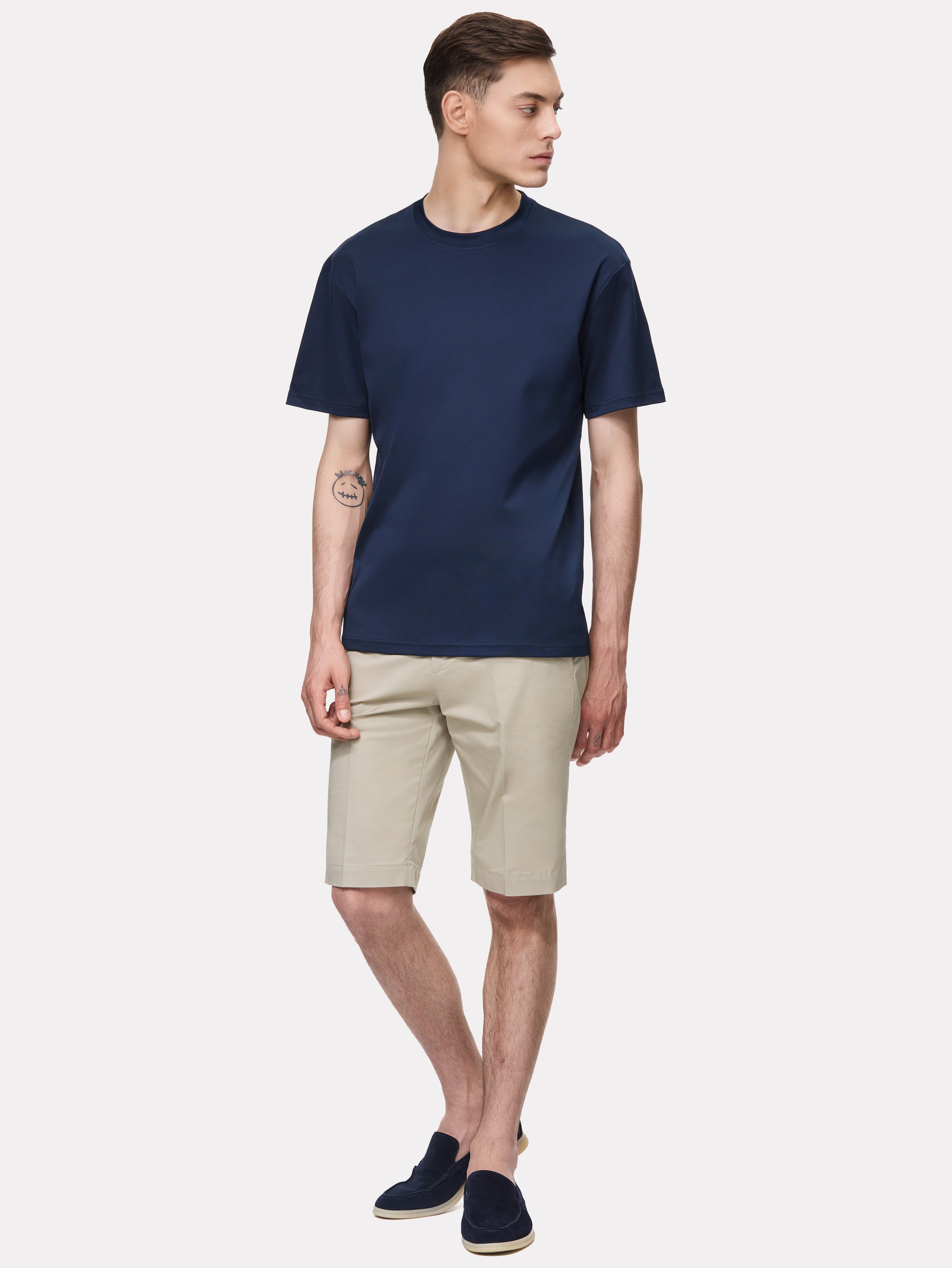 Navy cotton t-shirt with octagon