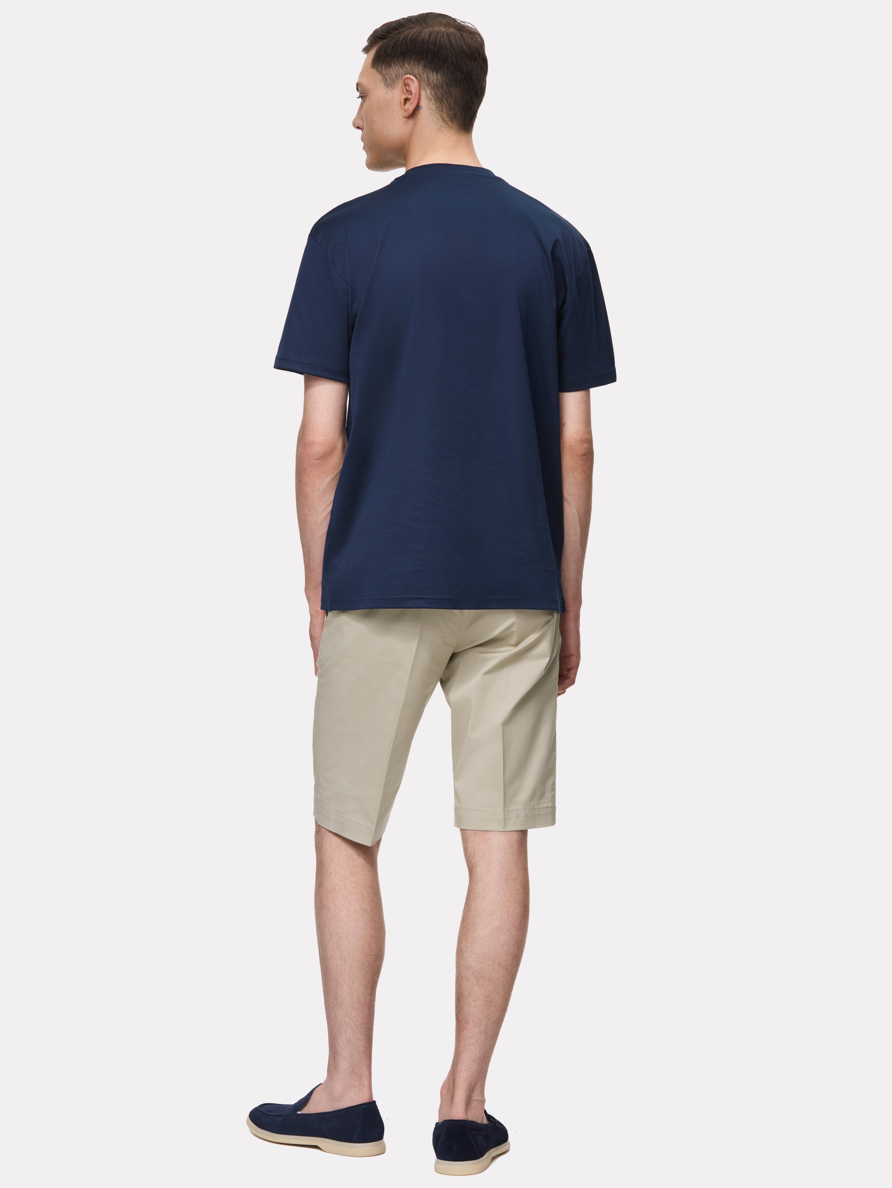 Navy cotton t-shirt with octagon