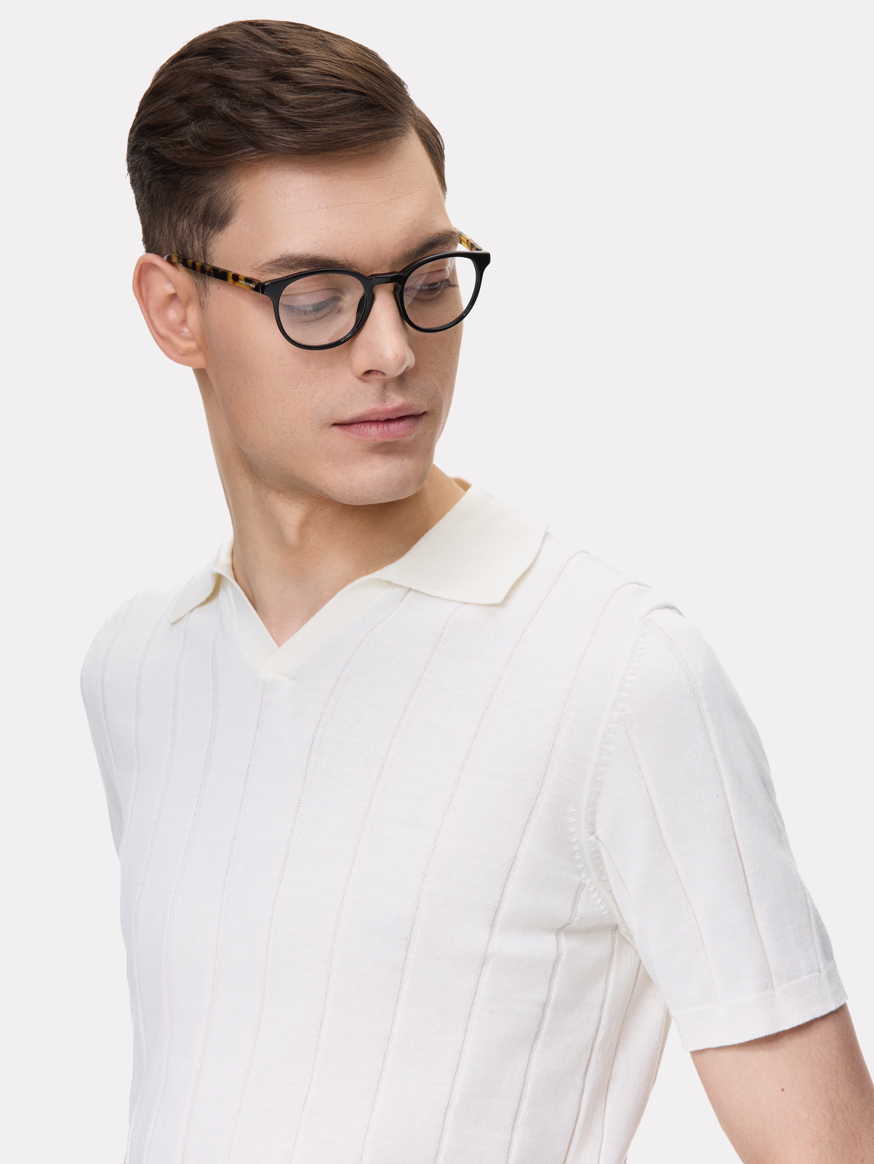 White striped polo shirt