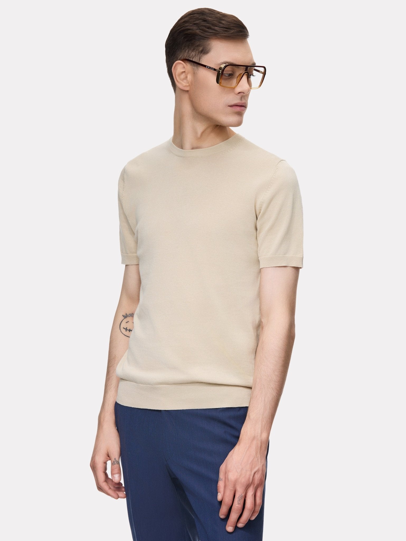 Tricou bej tricotat - Viggo