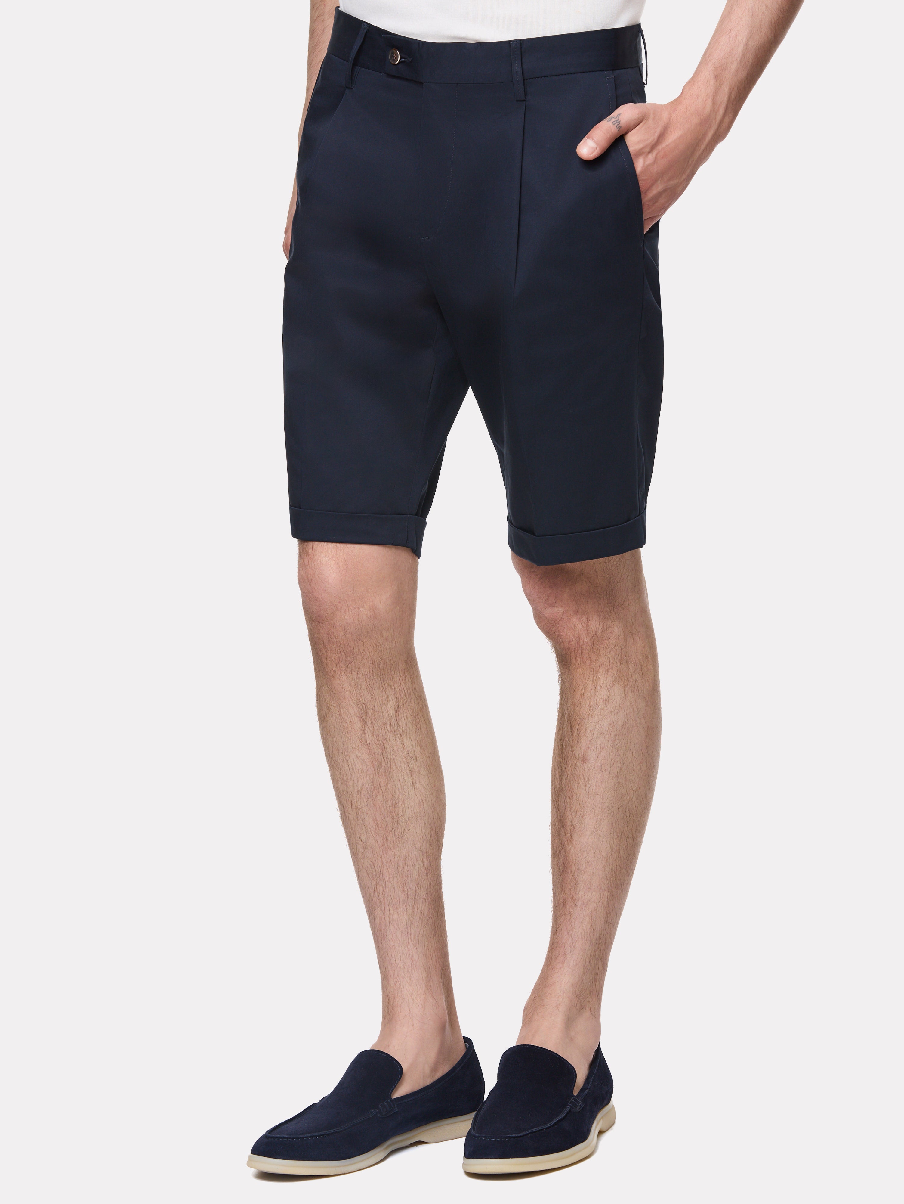 Navy shorts with cuffs
