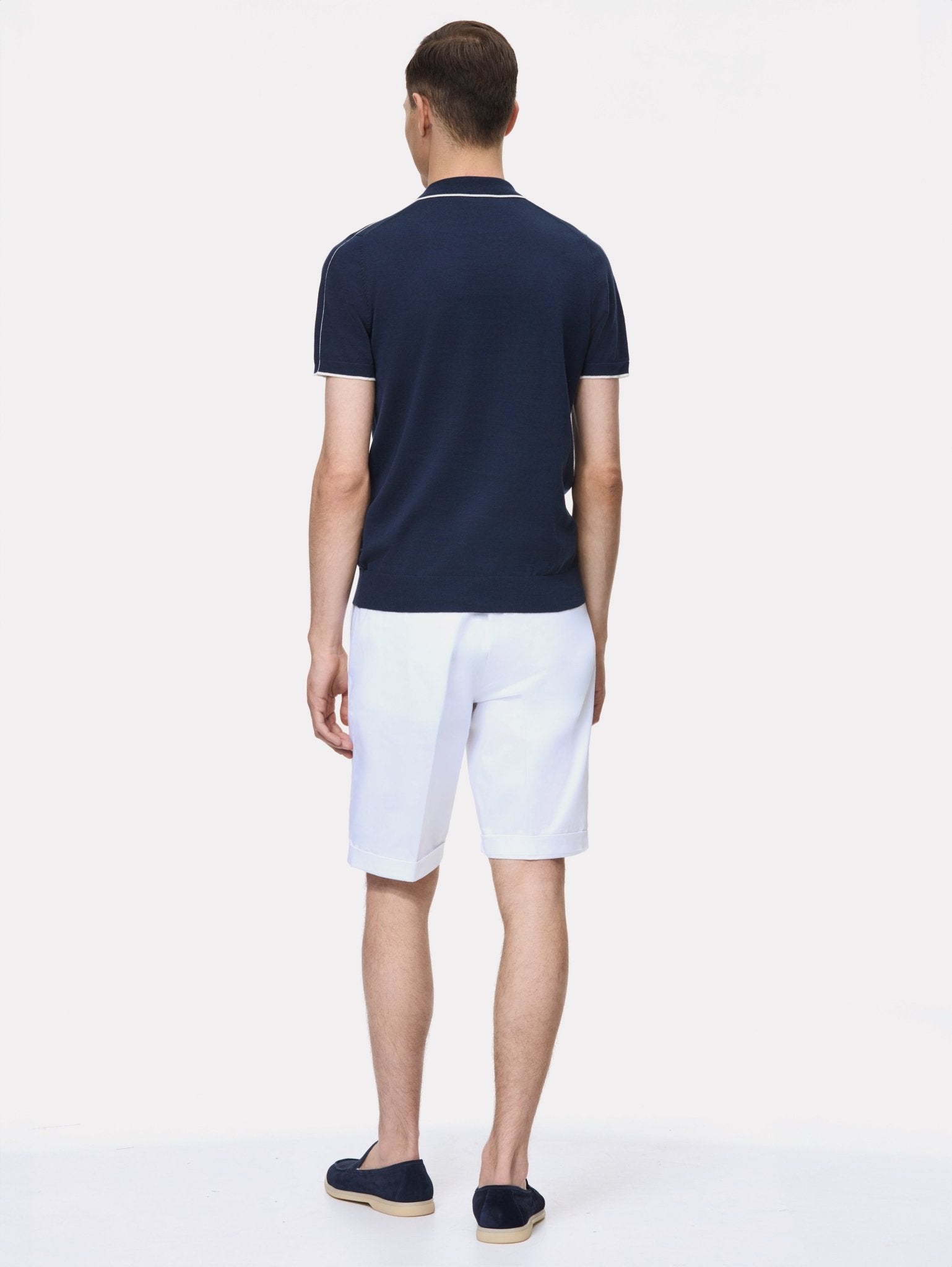 Tricou polo navy cu dungi albe - Viggo