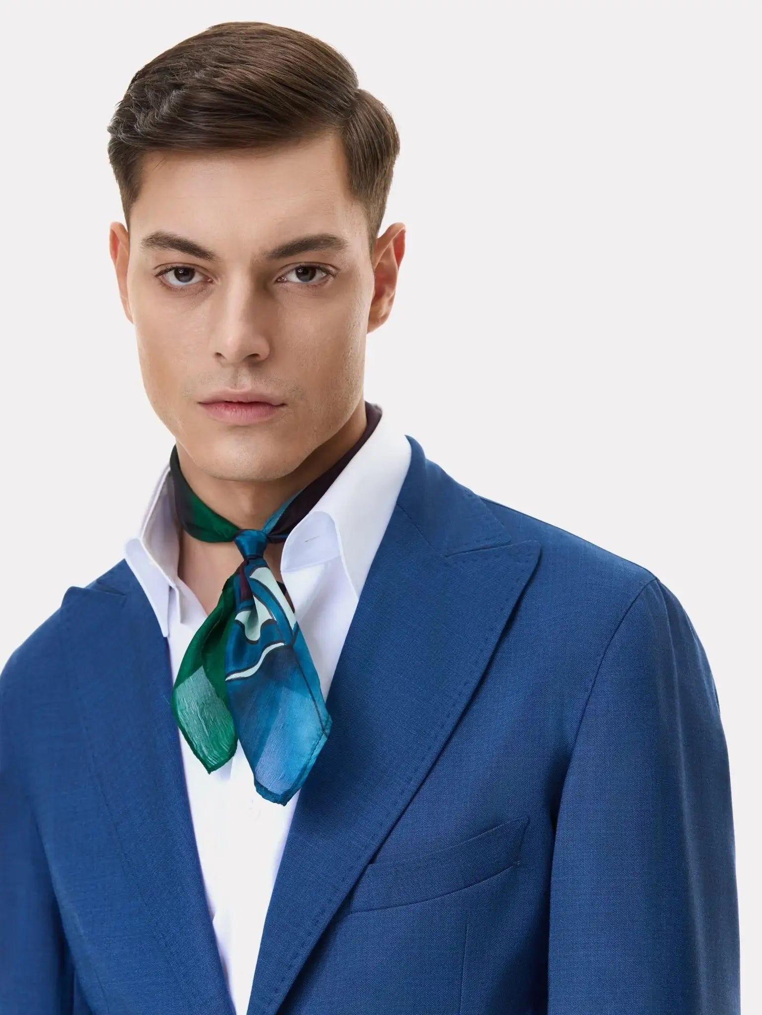 Costum slim fit albastru bird's eye