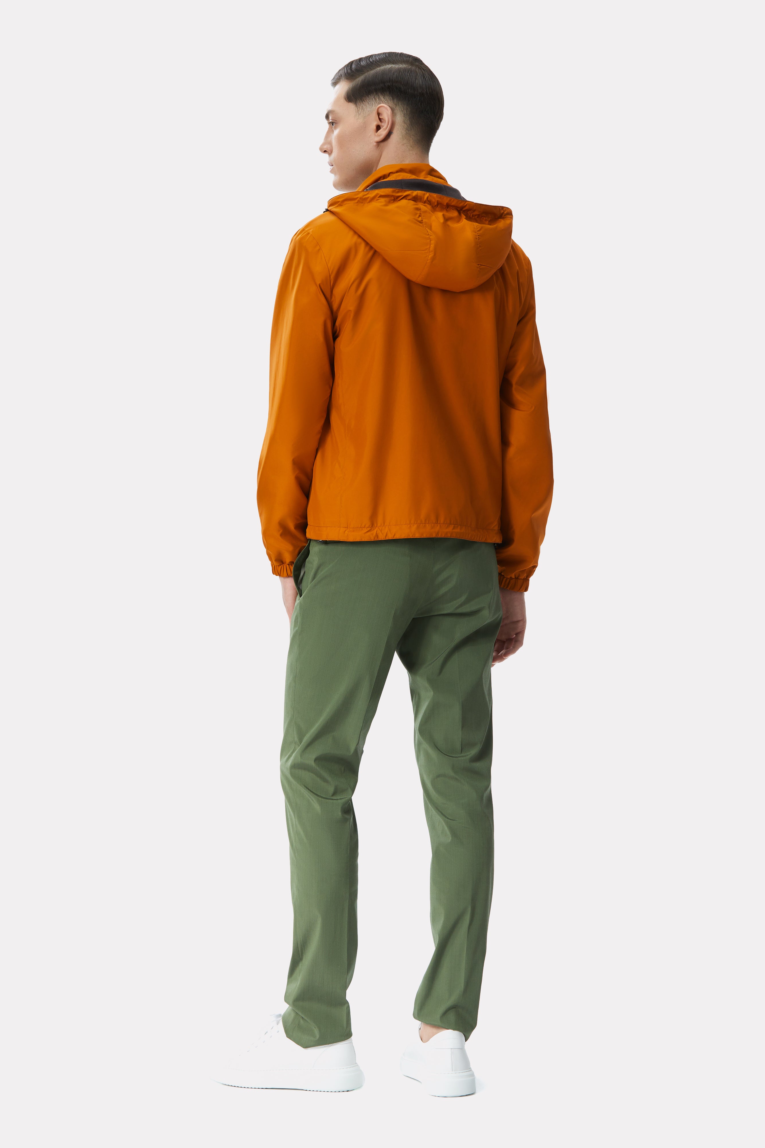 Silk blend techno khaki pants