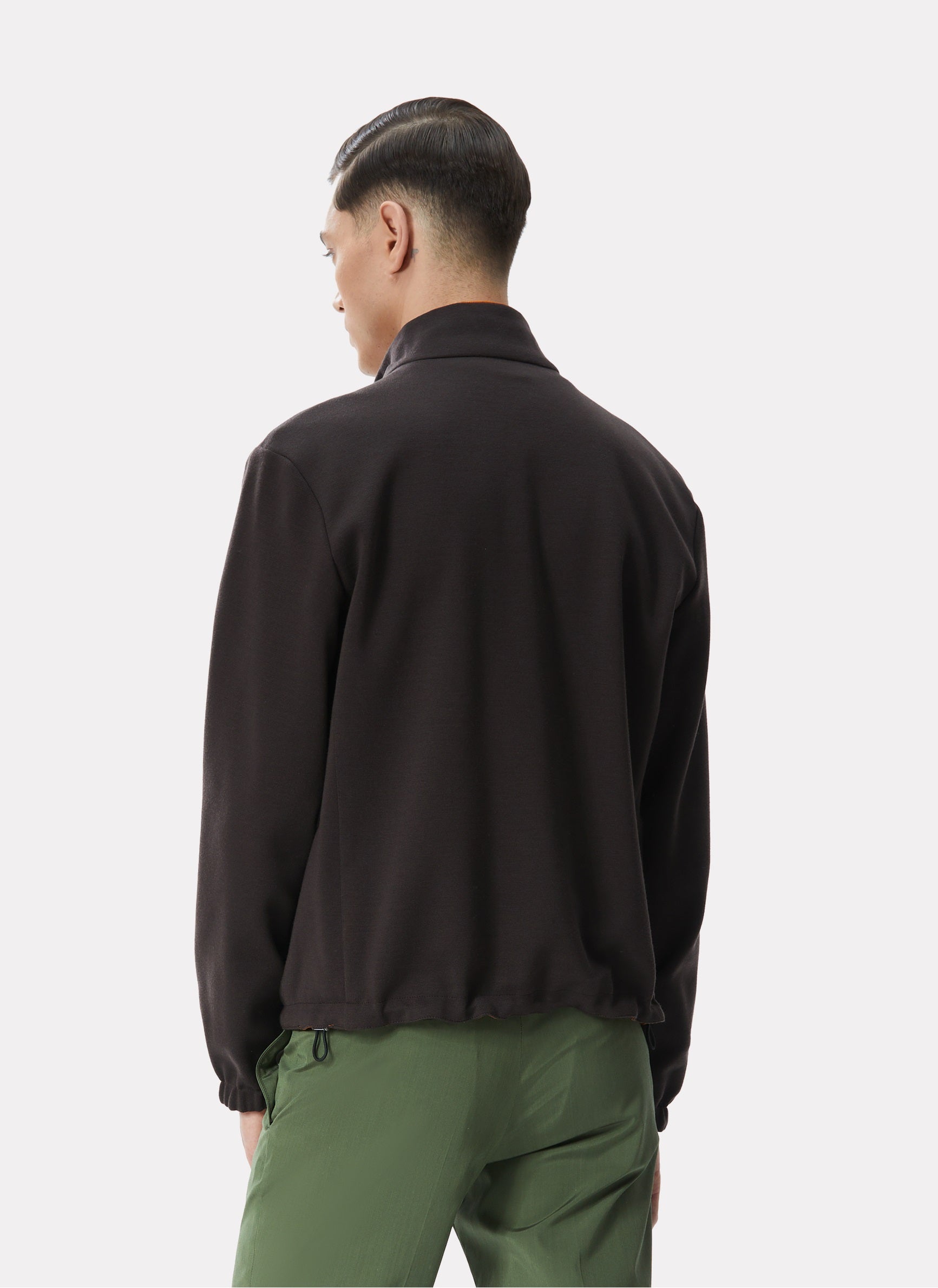 Camel/brown reversible jacket made of techno fabric and wool
