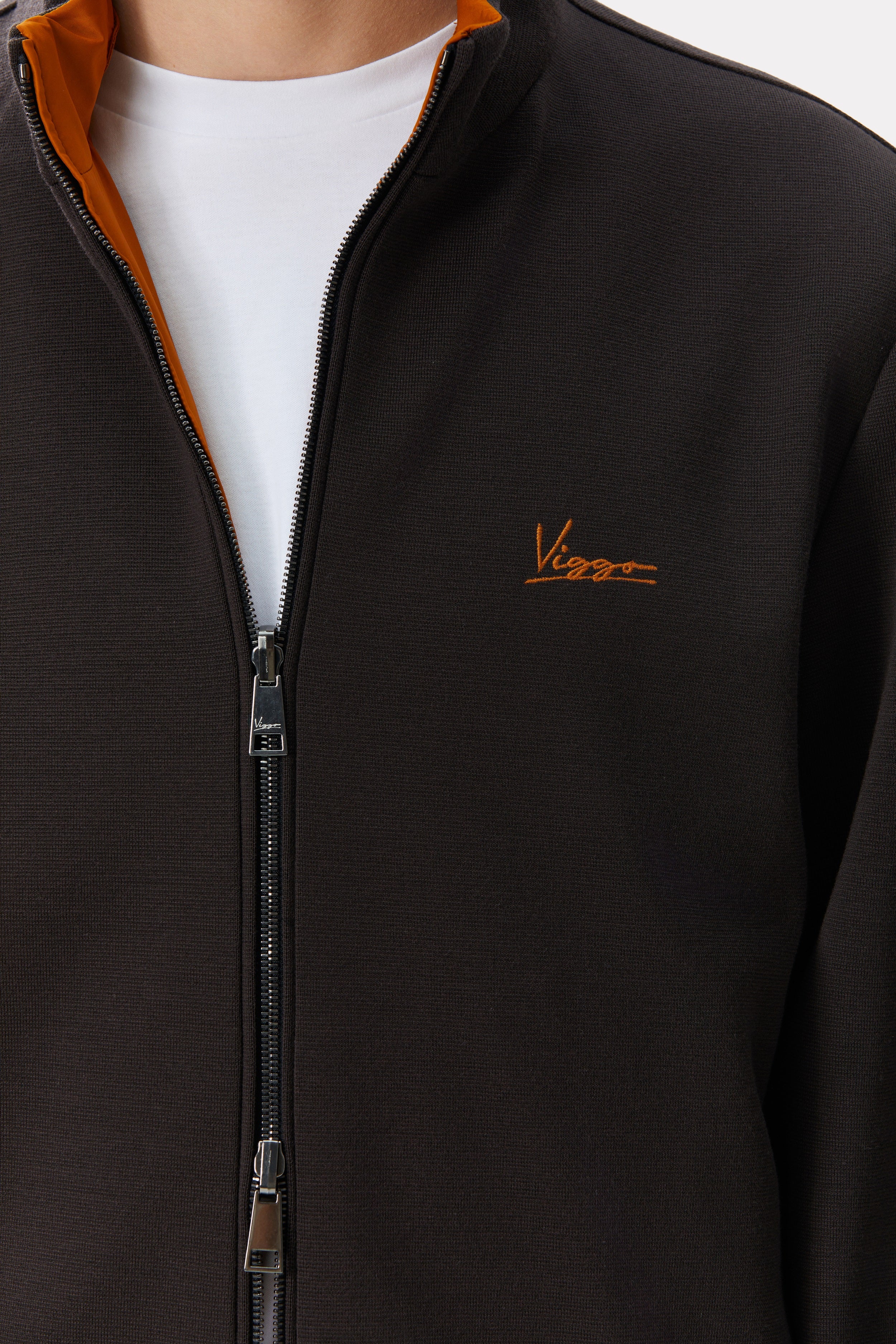 Camel/brown reversible jacket made of techno fabric and wool