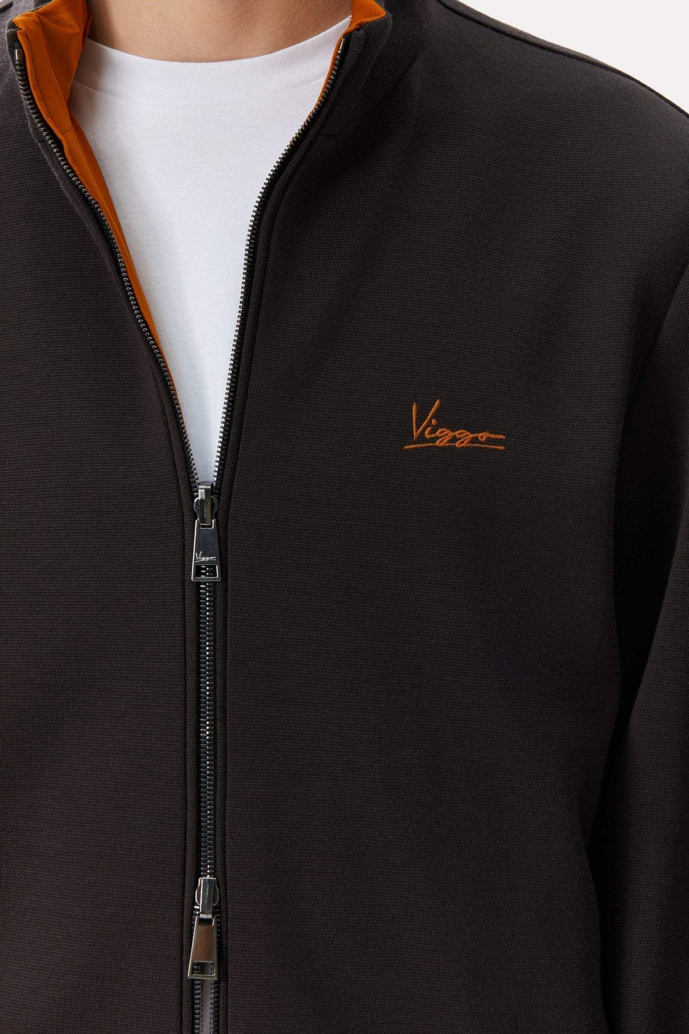 Camel/brown reversible jacket made of techno fabric and wool