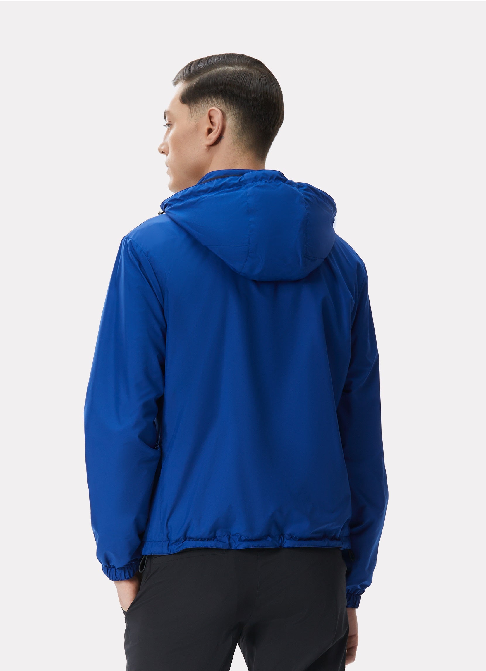 Blue/navy reversible jacket made of techno fabric and wool